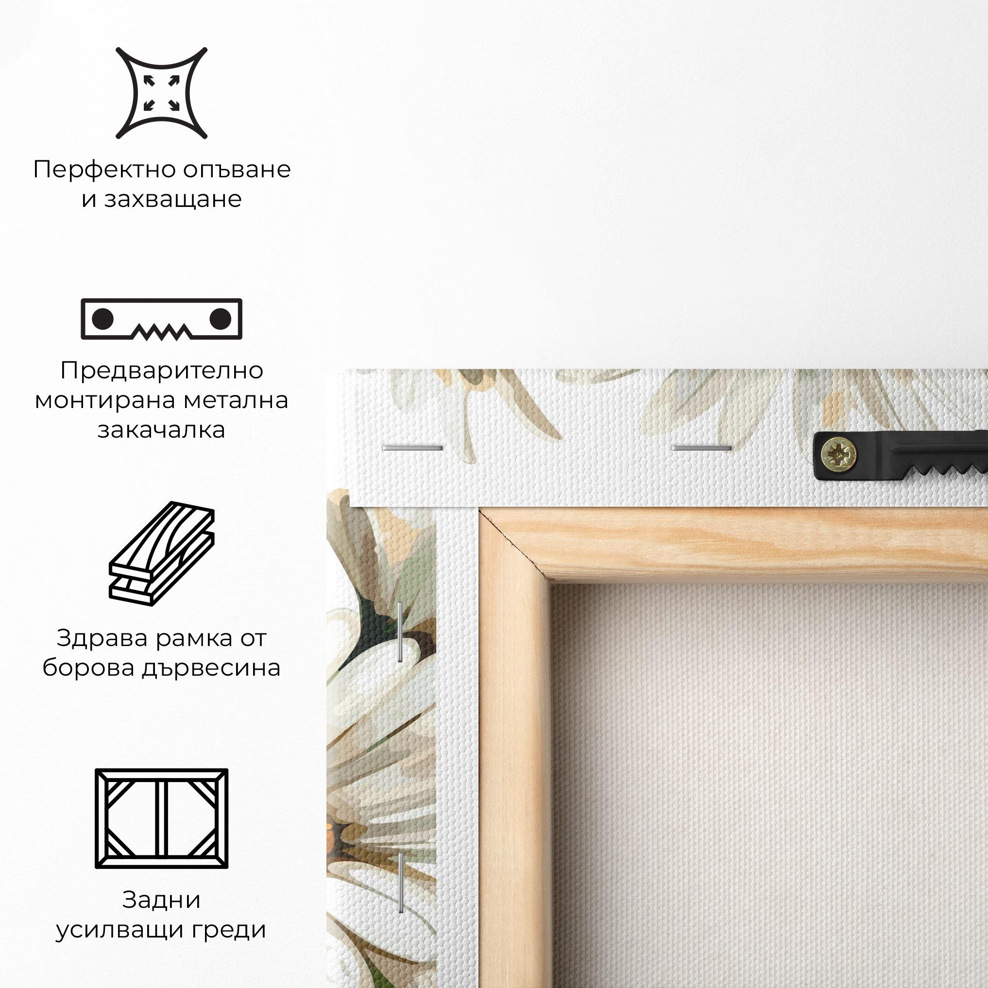 Картина на платно Grey White Daisy mockup 5