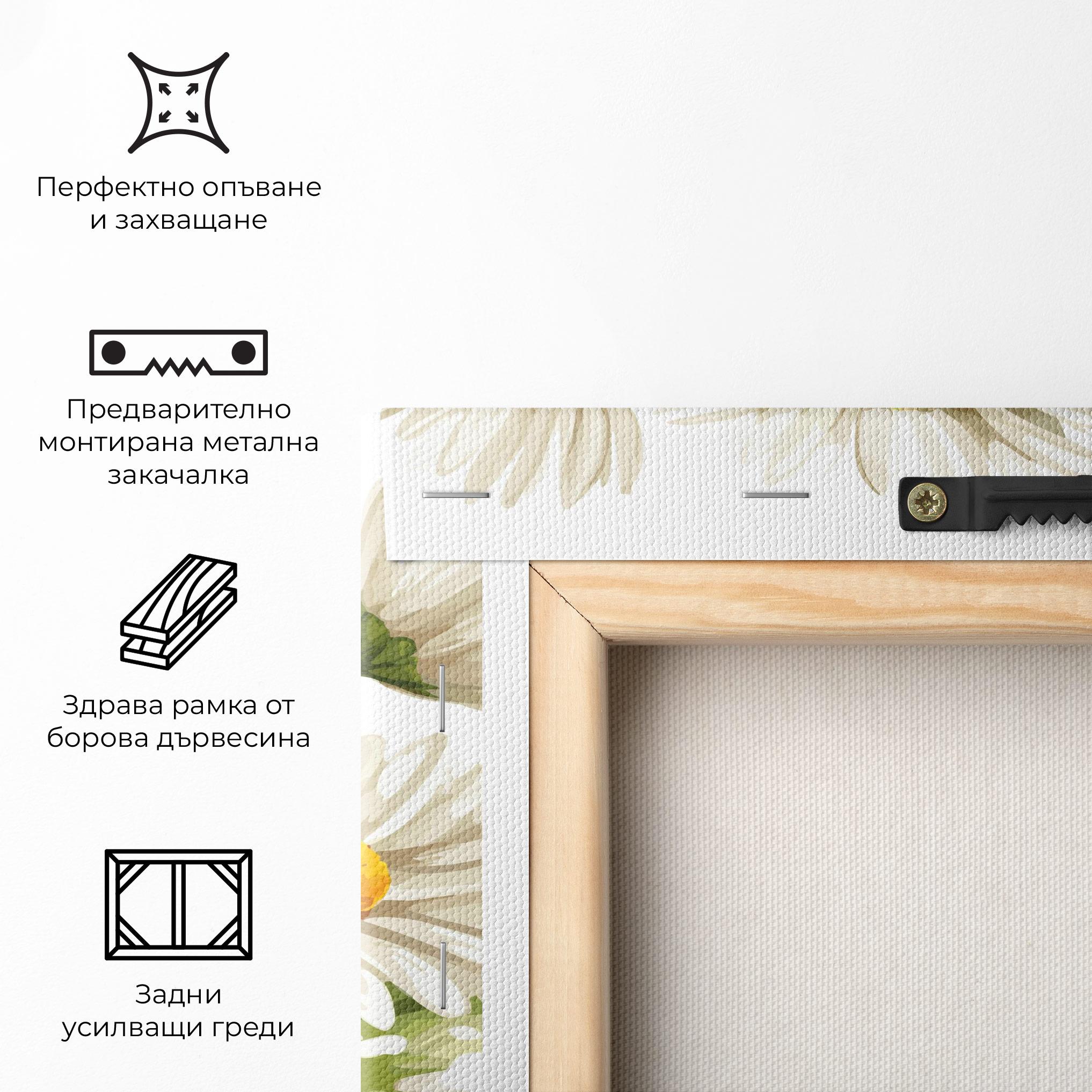 Картина на платно White Grey Daisy mockup 5