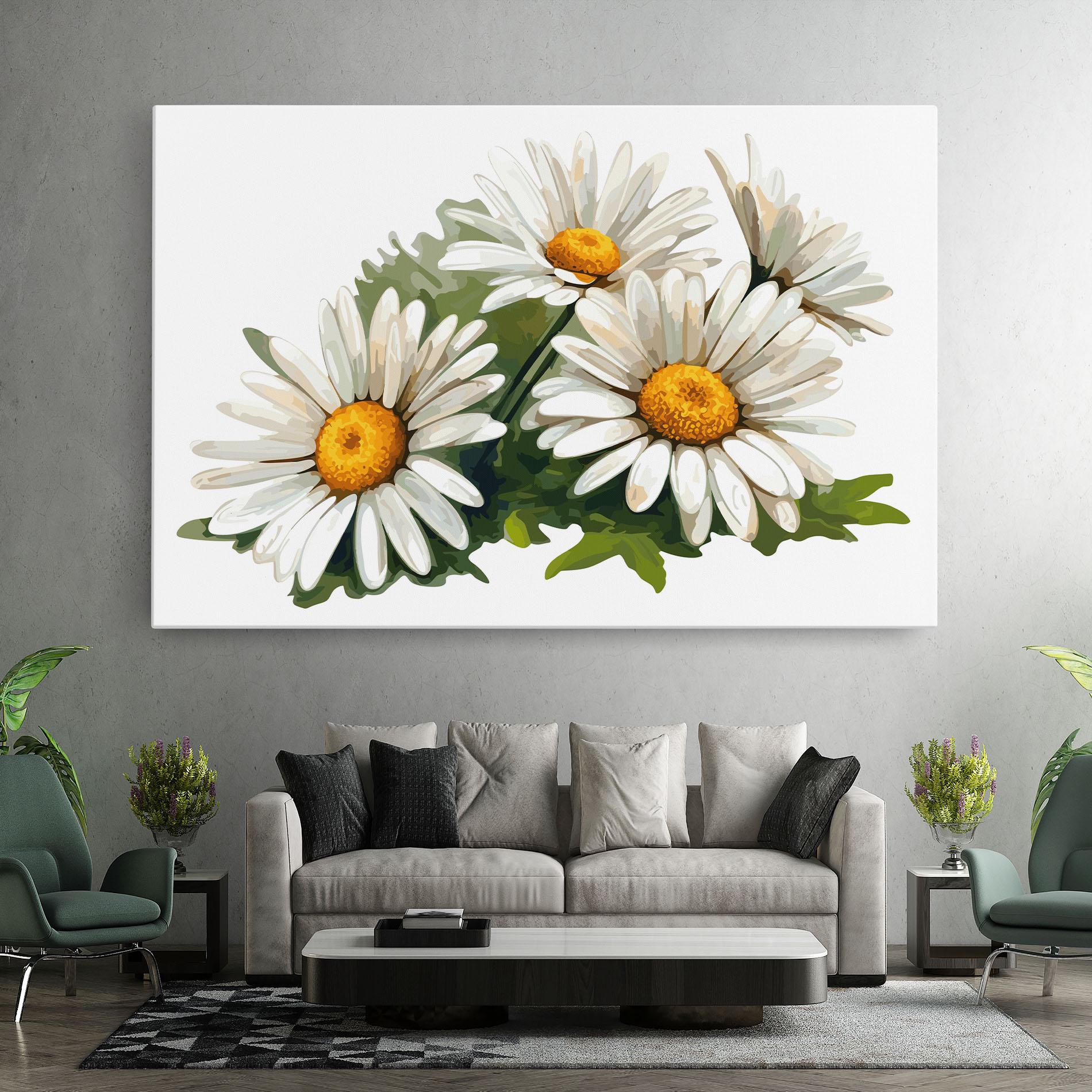 Картина на платно Grey White Daisy mockup 7