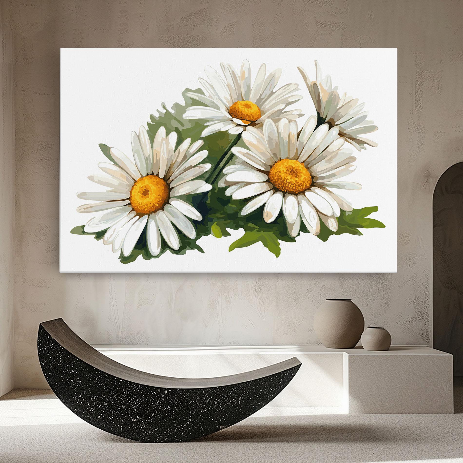 Картина на платно Grey White Daisy mockup 8