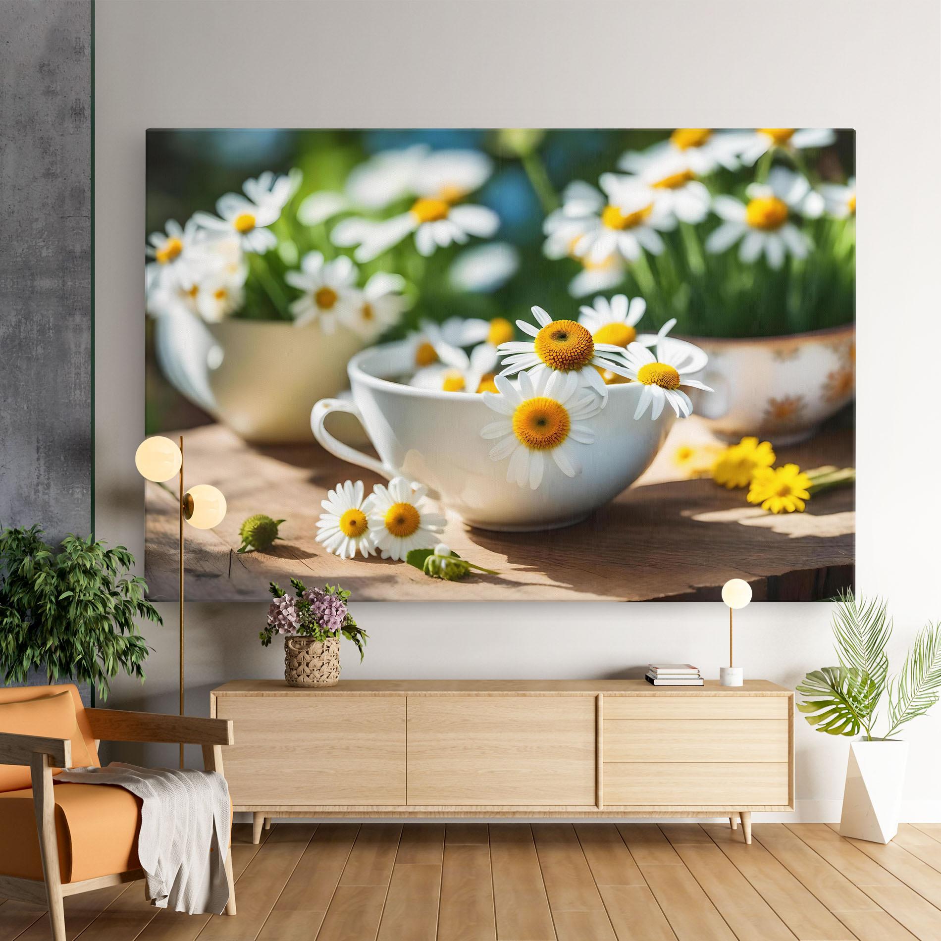 Картина на платно Daisies In A Cup mockup 9