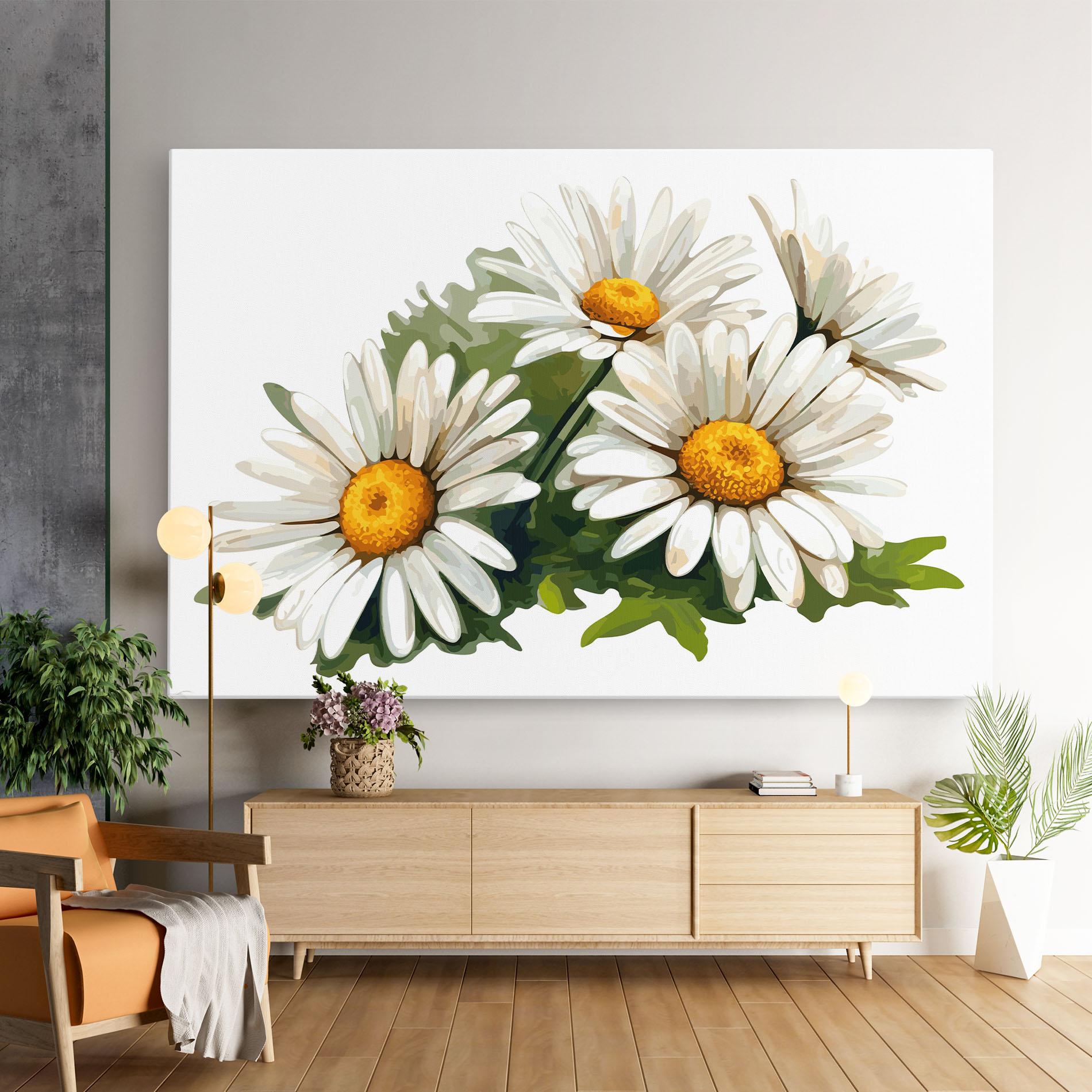 Картина на платно Grey White Daisy mockup 9