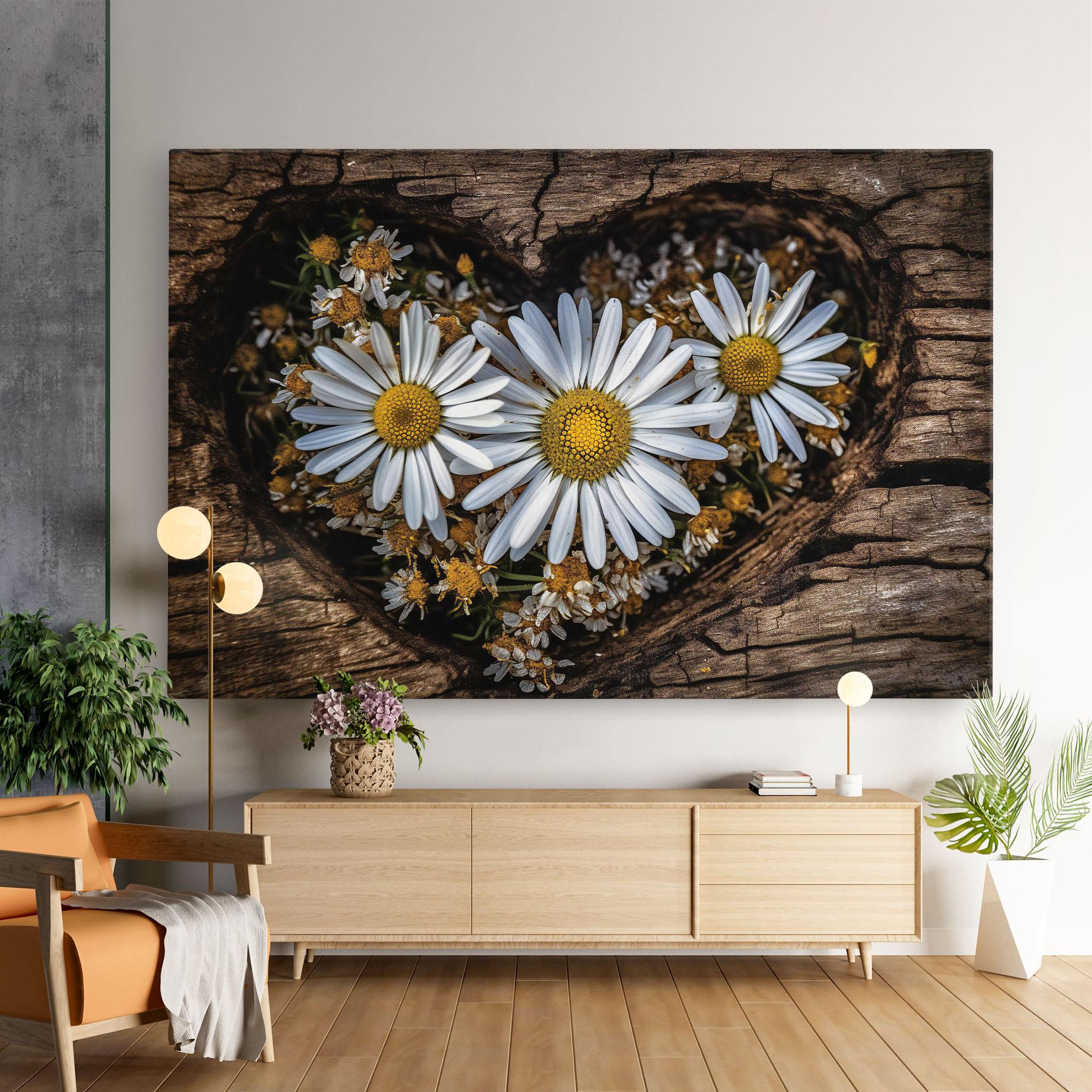 Картина на платно Heart Shaped Daisy mockup 9