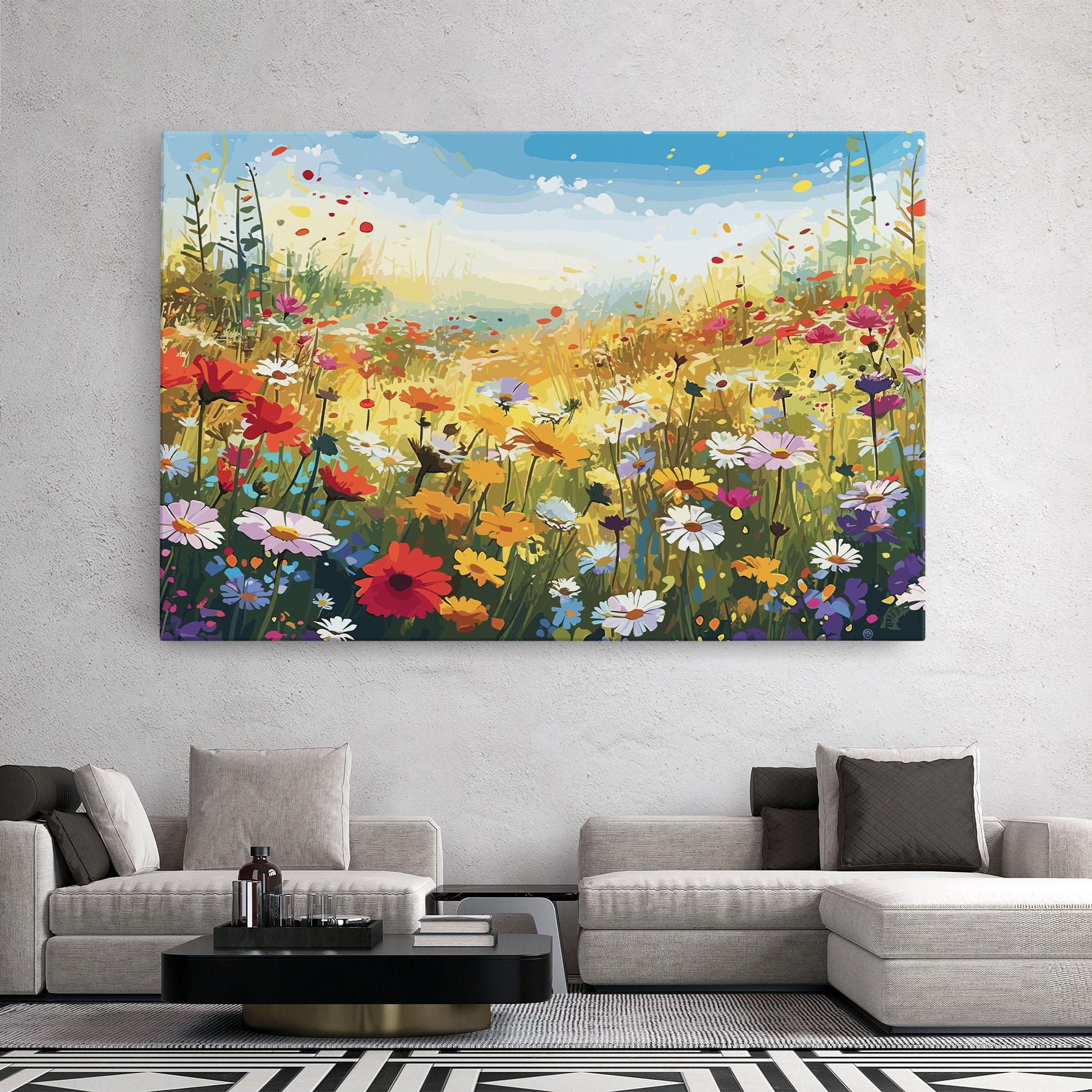 Картина на платно Colorful Daisy Mix mockup 2