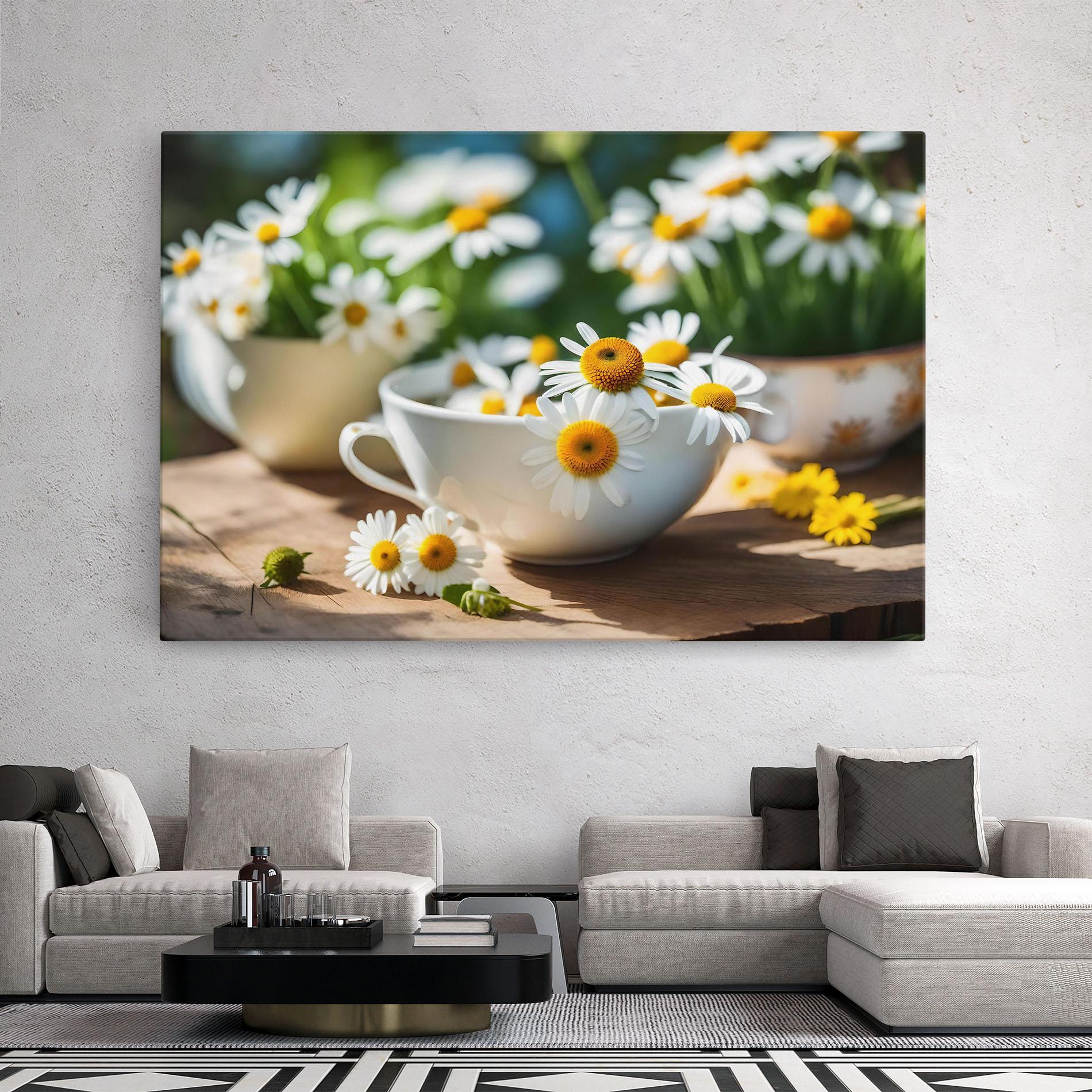 Картина на платно Daisies In A Cup mockup 2