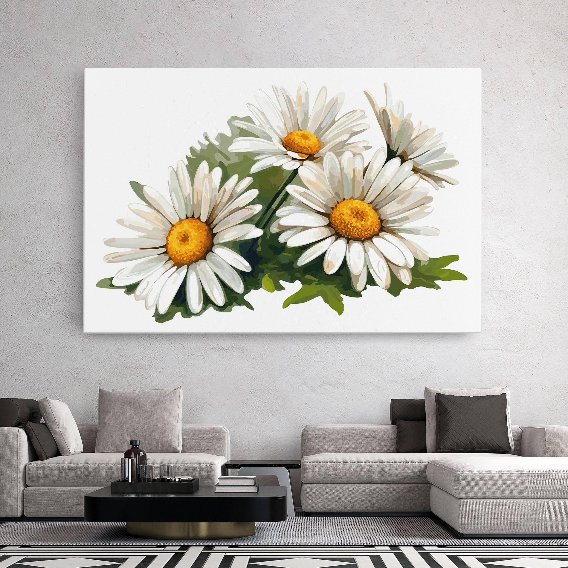 Картина на платно Grey White Daisy mockup 2