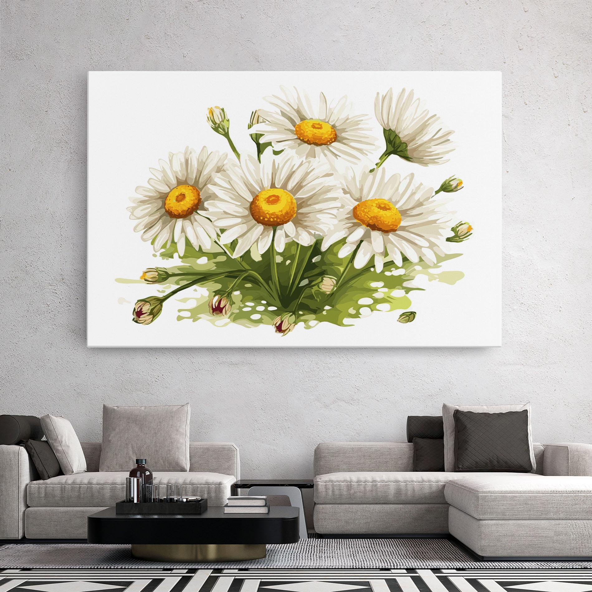 Картина на платно White Grey Daisy mockup 2