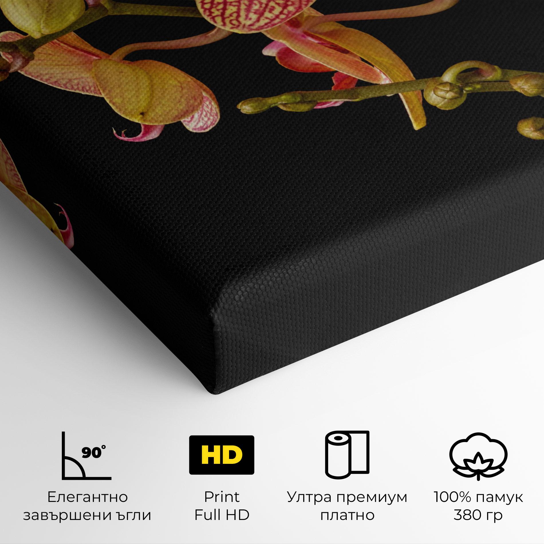 Картина на платно Pink Orchids On Black mockup 4