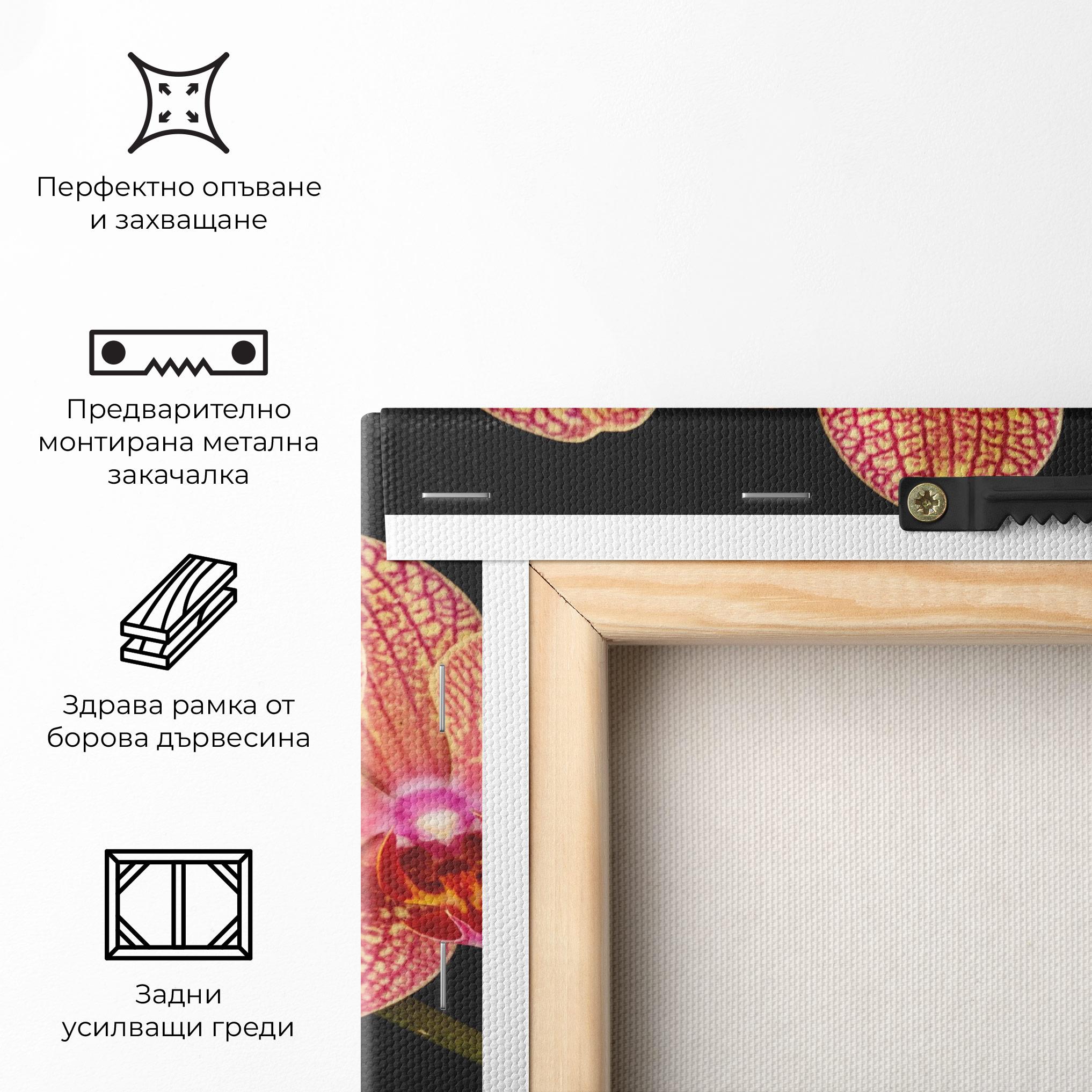 Картина на платно Pink Orchids On Black mockup 5