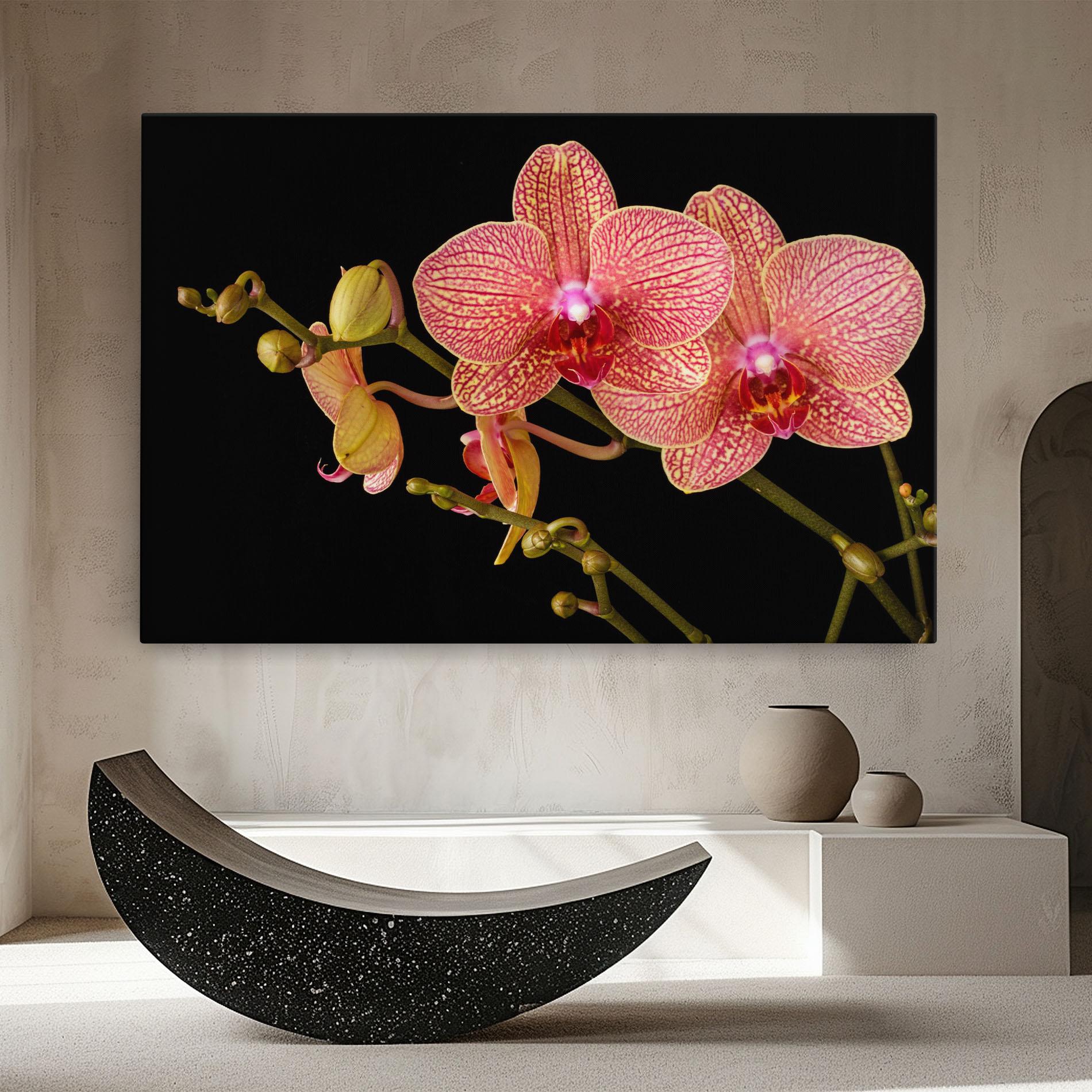 Картина на платно Pink Orchids On Black mockup 8