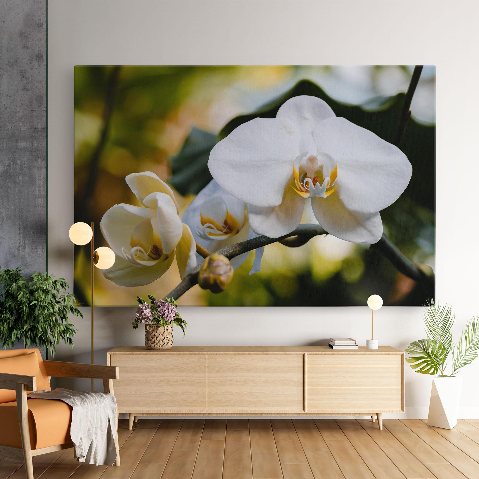 Картина на платно Cream Orchid In Nature mockup 9