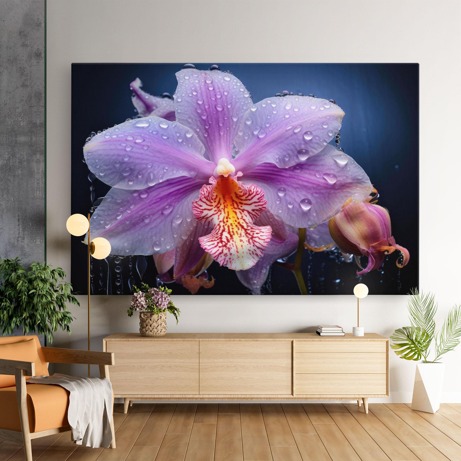 Картина на платно Orchid In Rain mockup 9