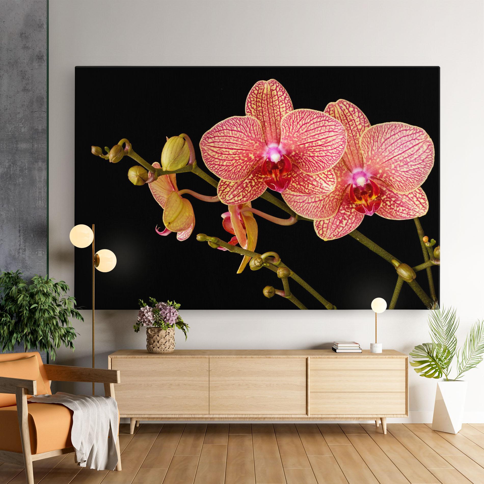 Картина на платно Pink Orchids On Black mockup 9