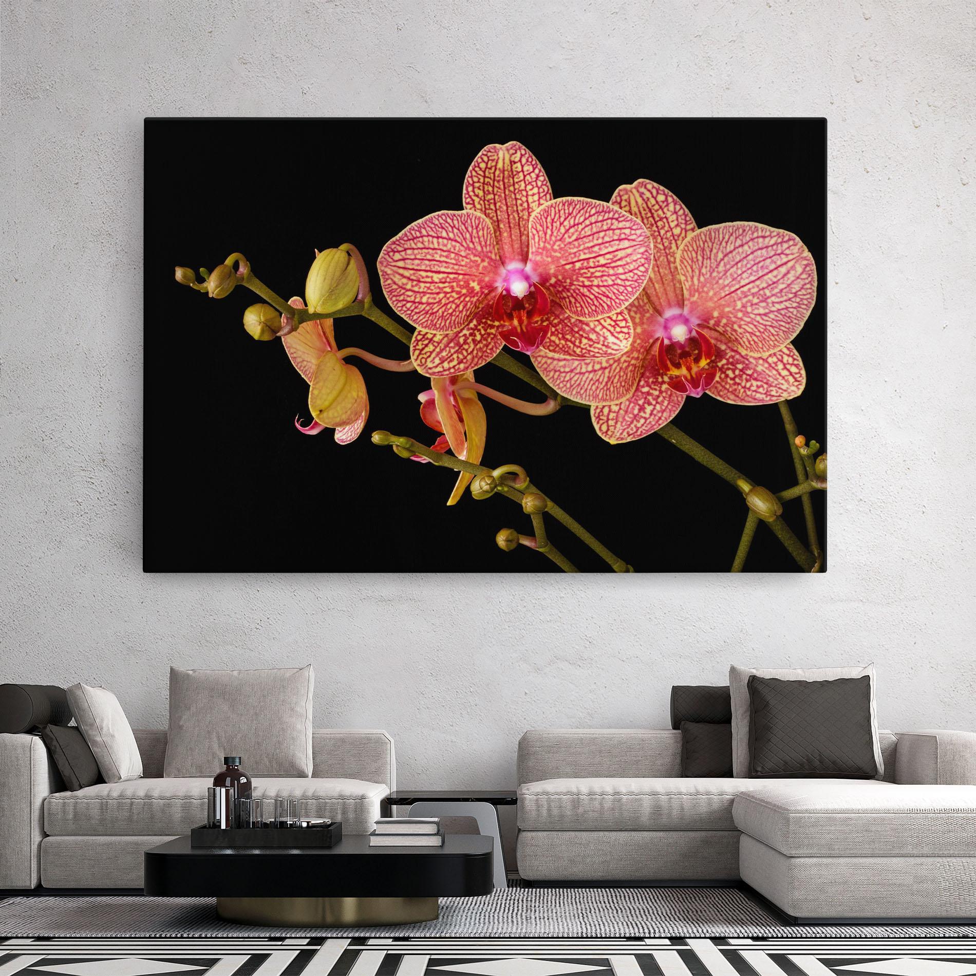 Картина на платно Pink Orchids On Black mockup 2