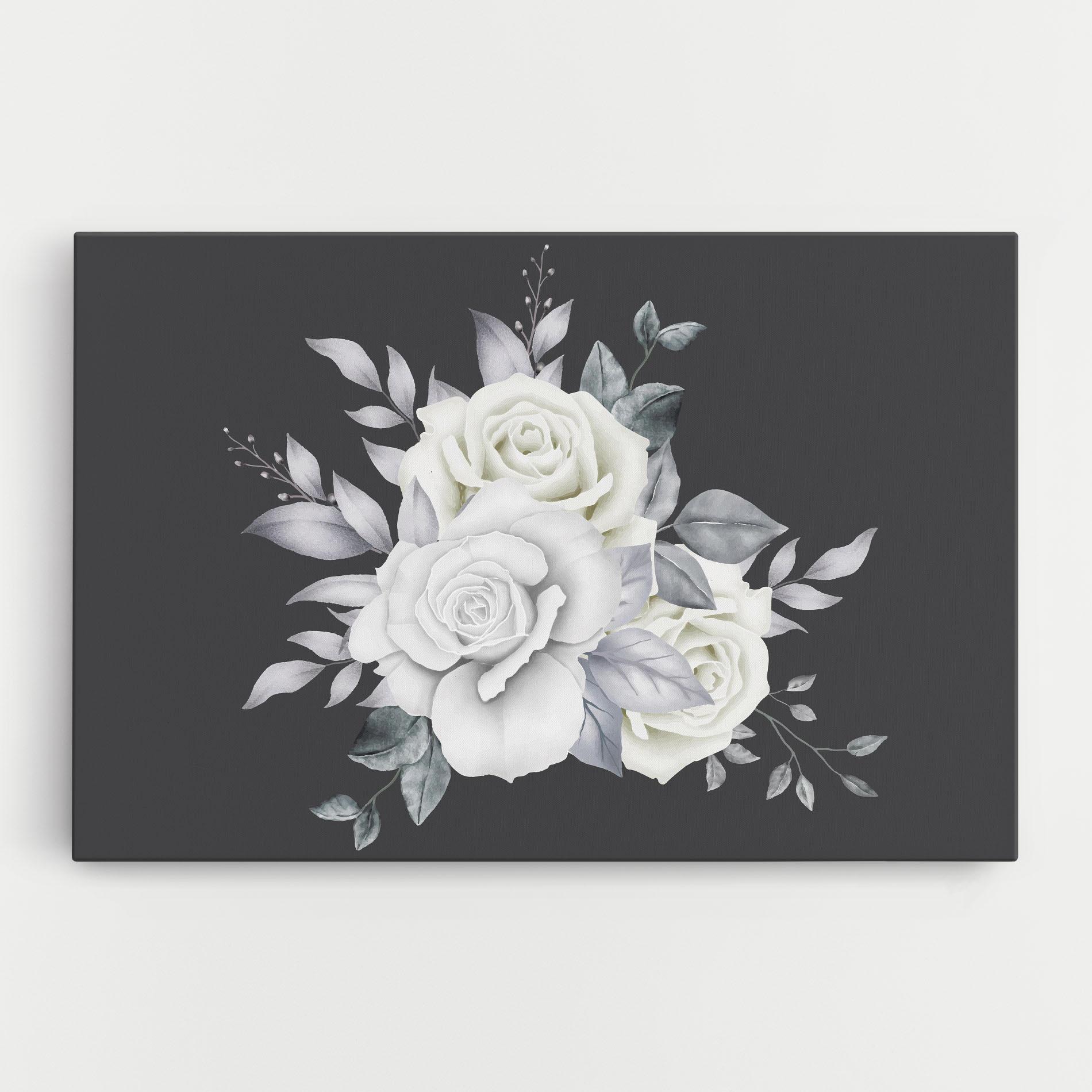 Картина на платно White Grey Rose mockup 0