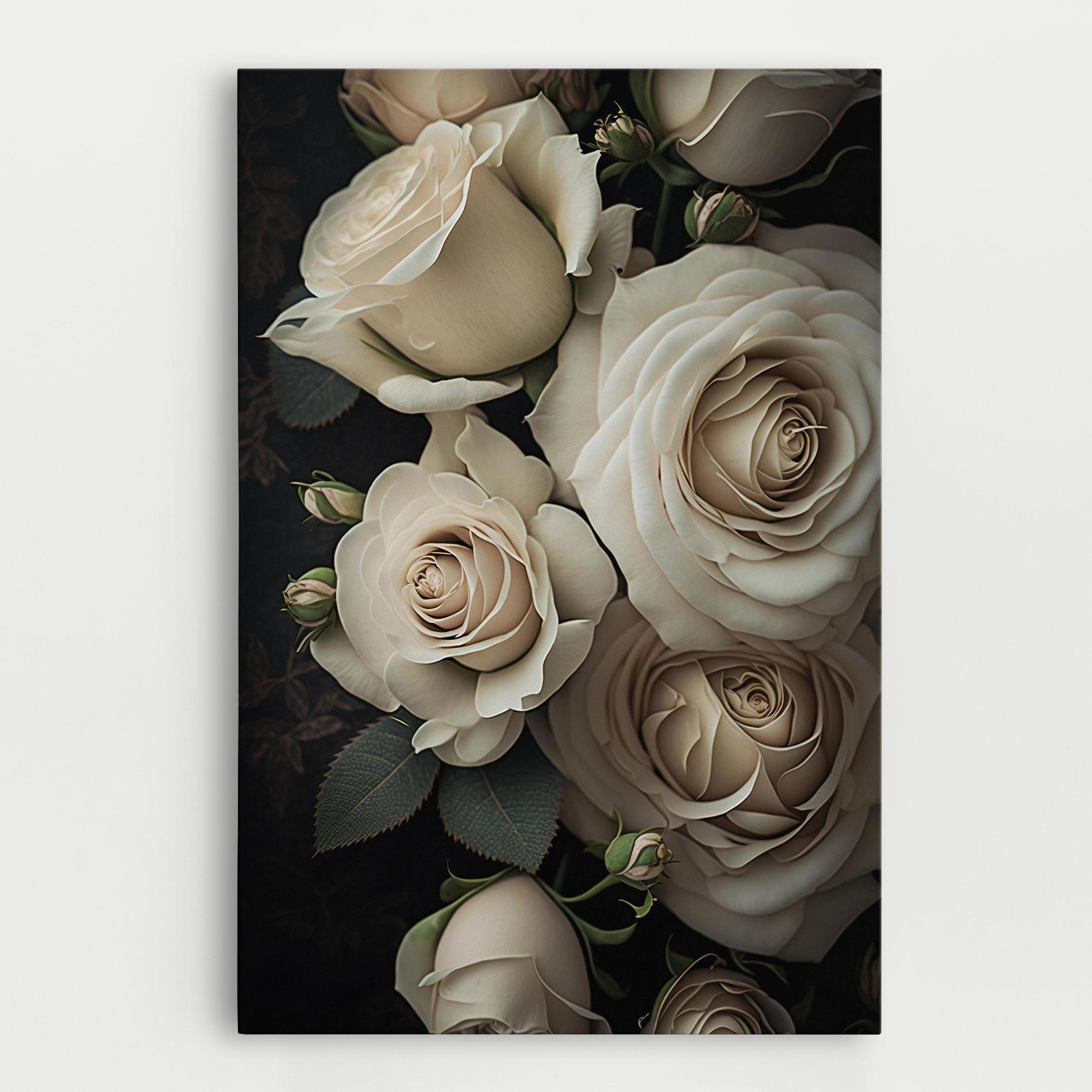 Картина на платно Cream Roses Close Up mockup 0