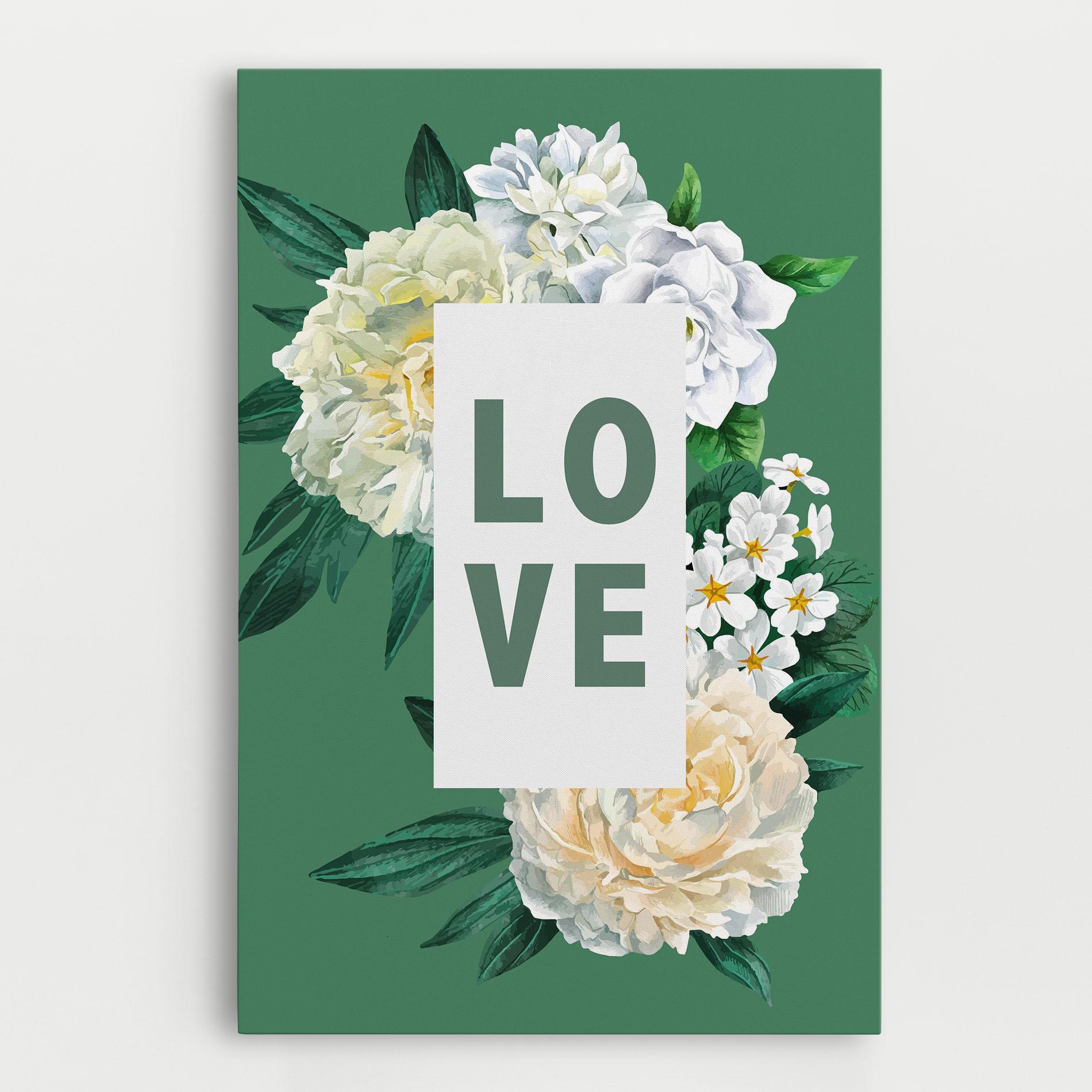Картина на платно Love Green Rose mockup 0