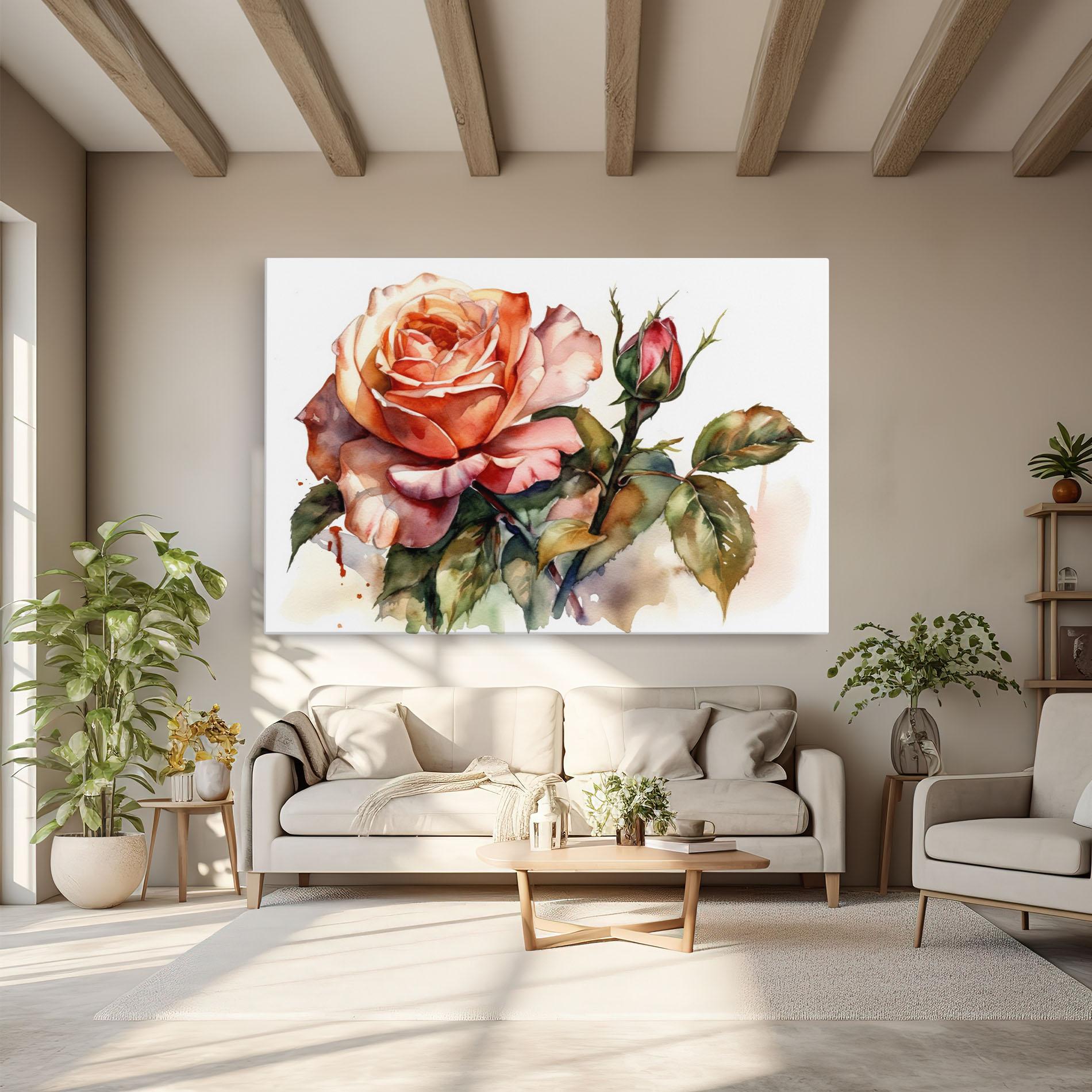 Картина на платно Big Rose Painted mockup 6