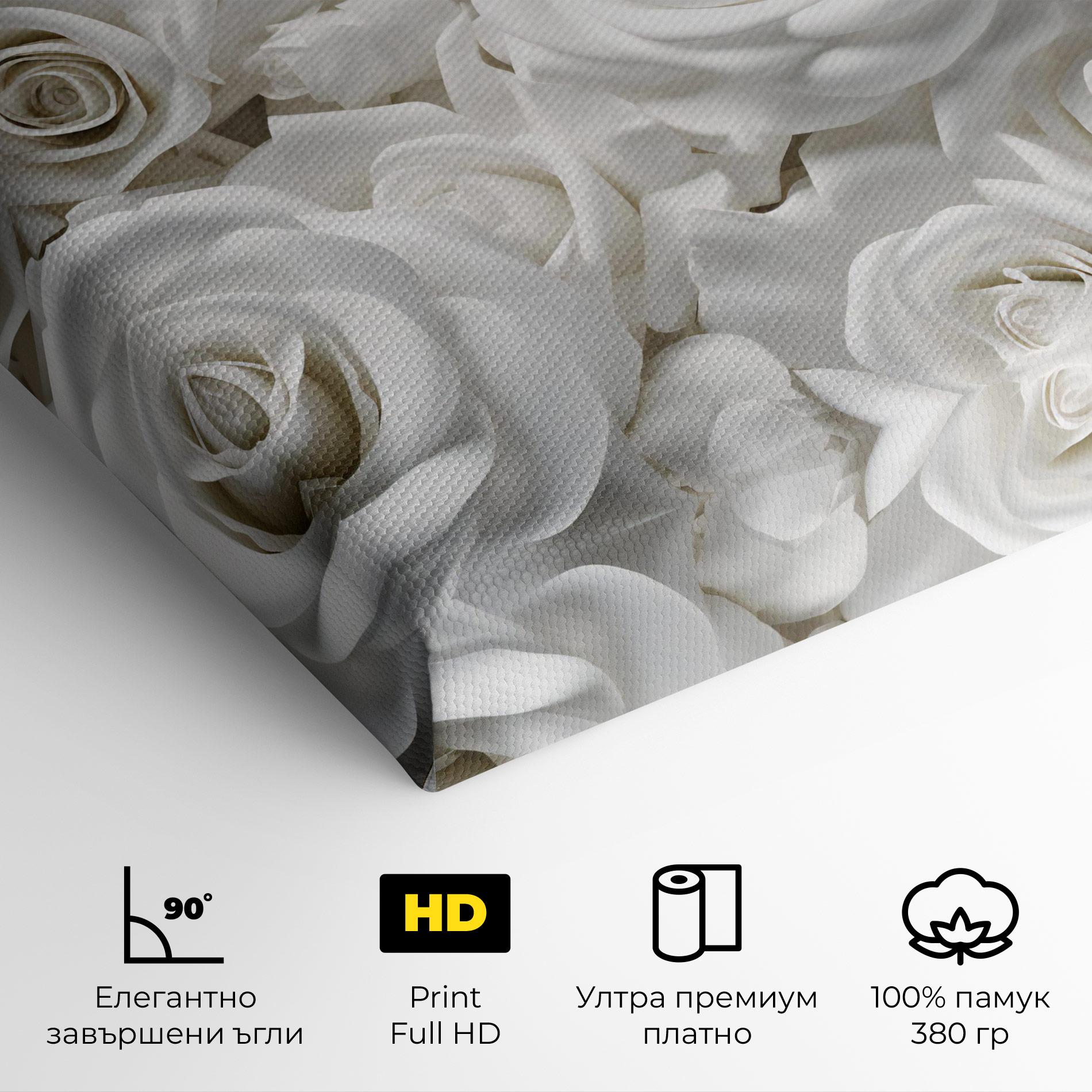 Картина на платно 3d White Roses mockup 4