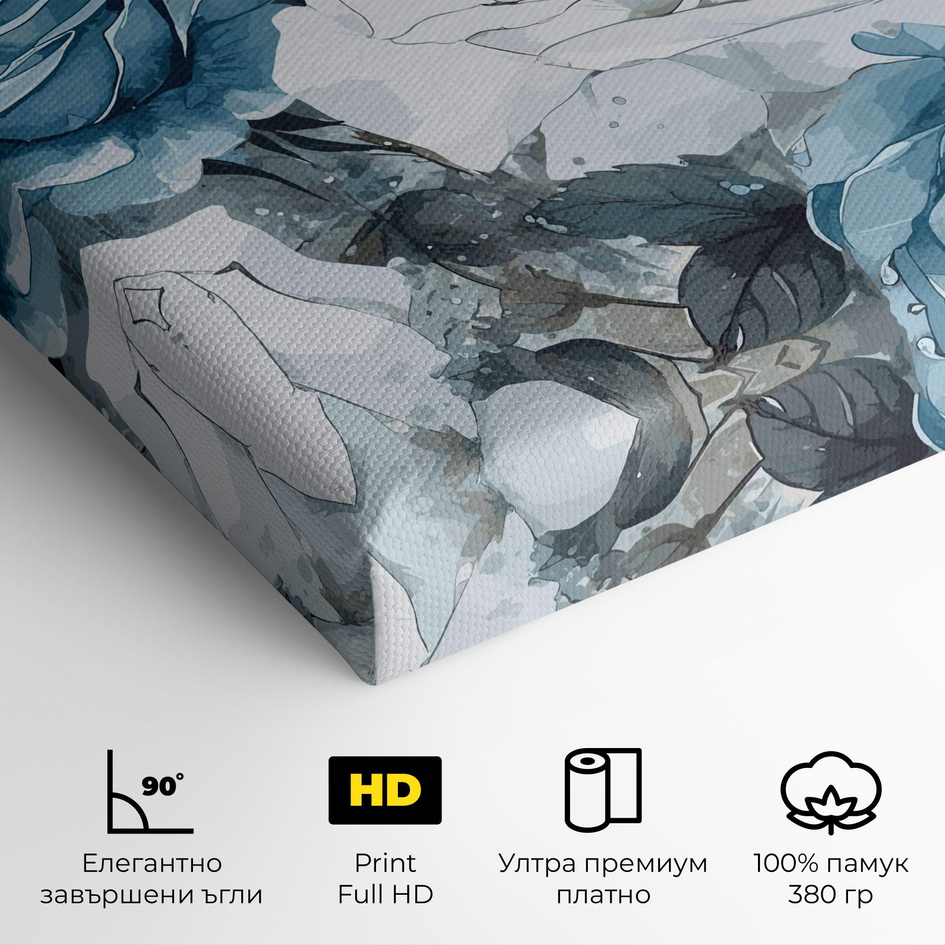 Картина на платно Blue White Rose mockup 4