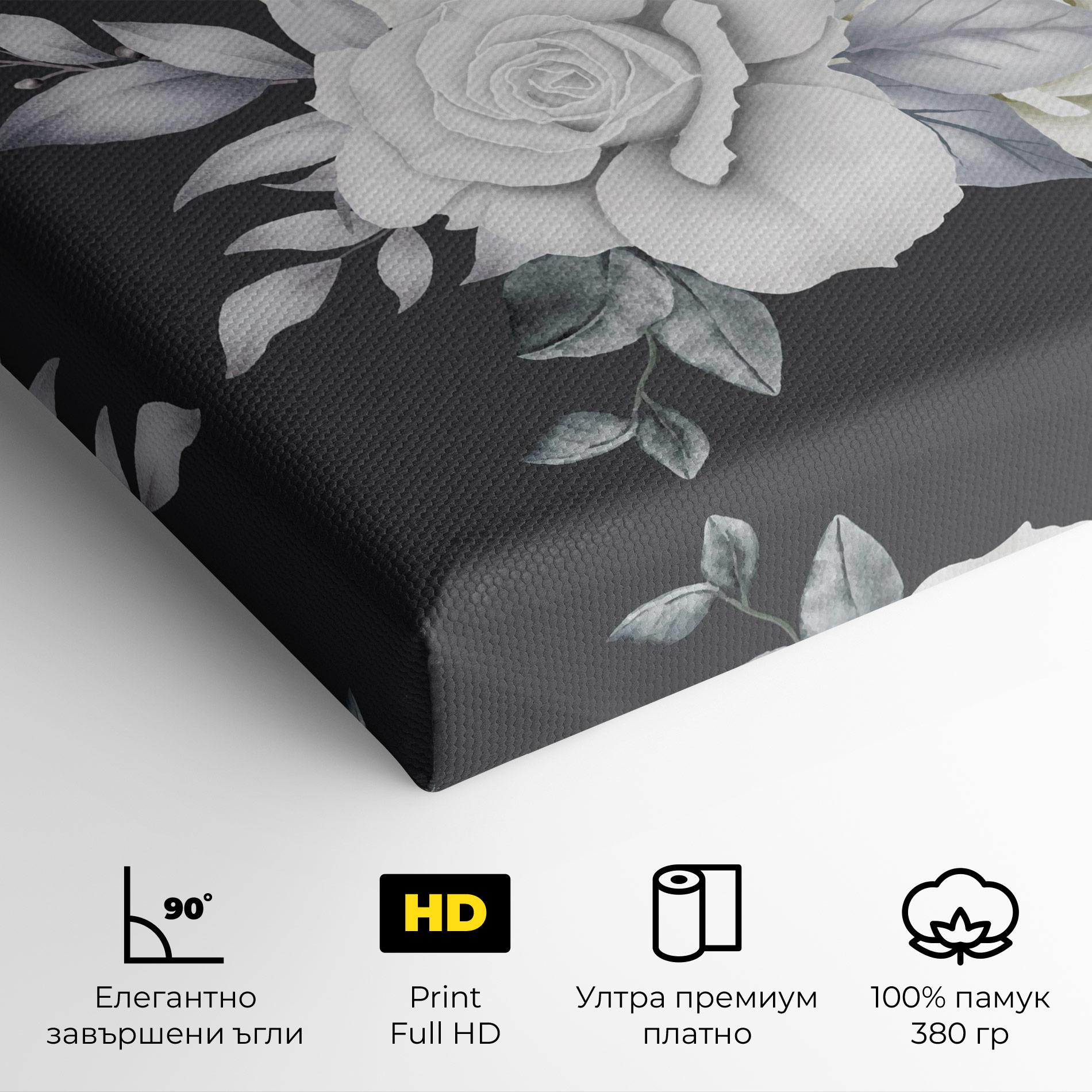 Картина на платно White Grey Rose mockup 4