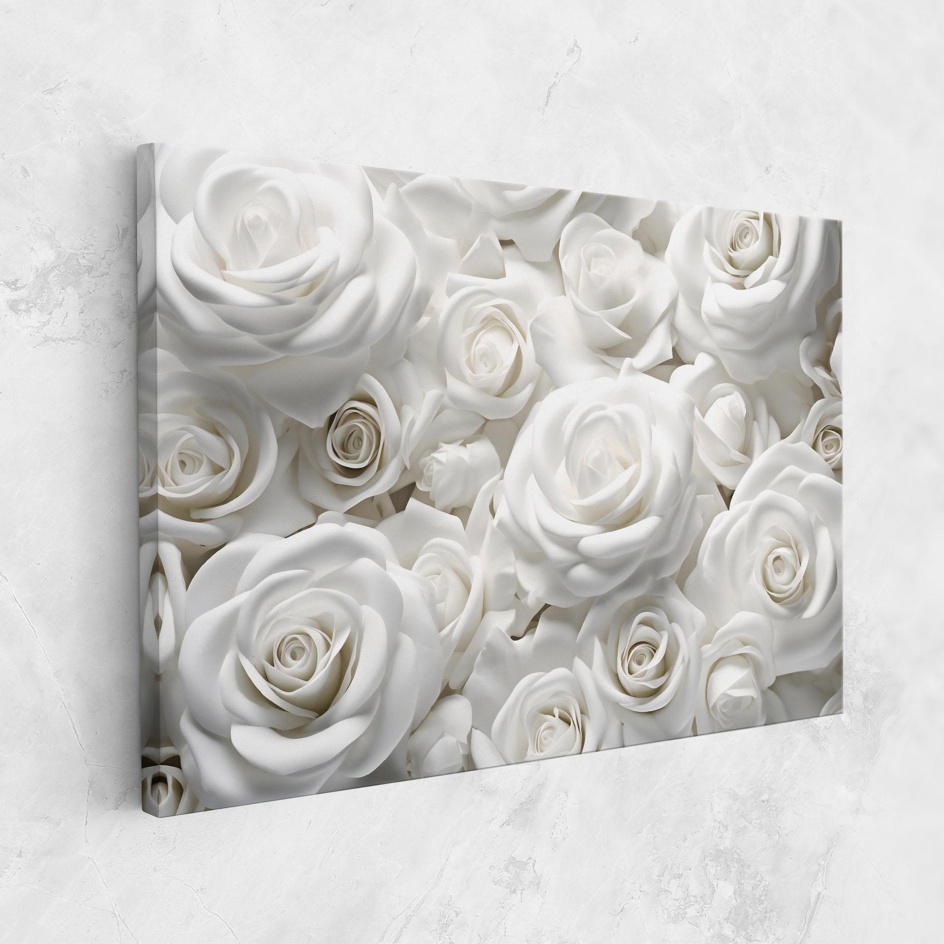 Картина на платно 3d White Roses mockup 1