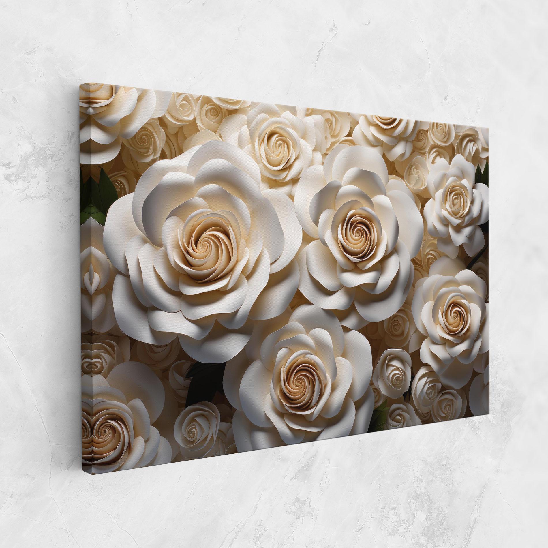 Картина на платно Cream Roses Wall mockup 1