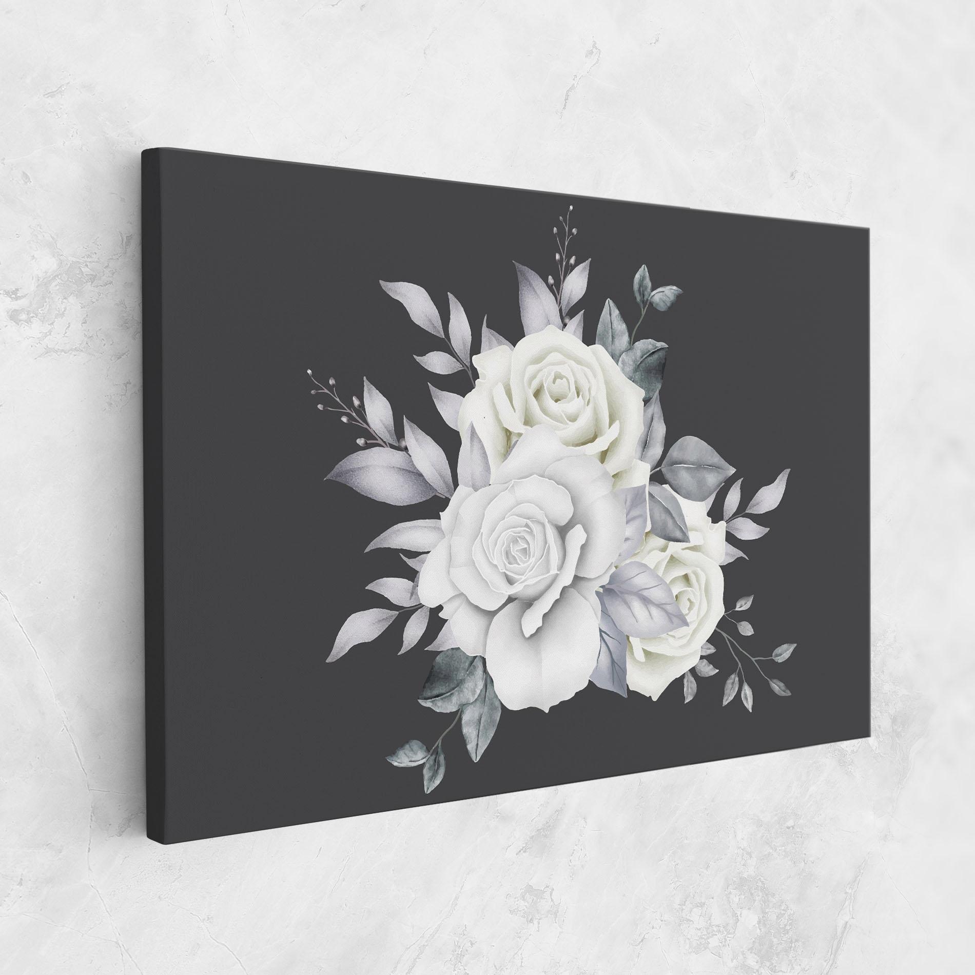 Картина на платно White Grey Rose mockup 1