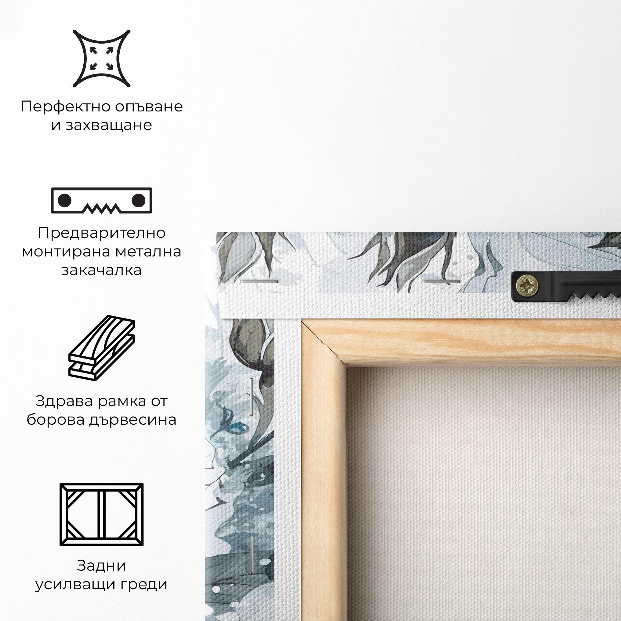 Картина на платно Blue White Rose mockup 5