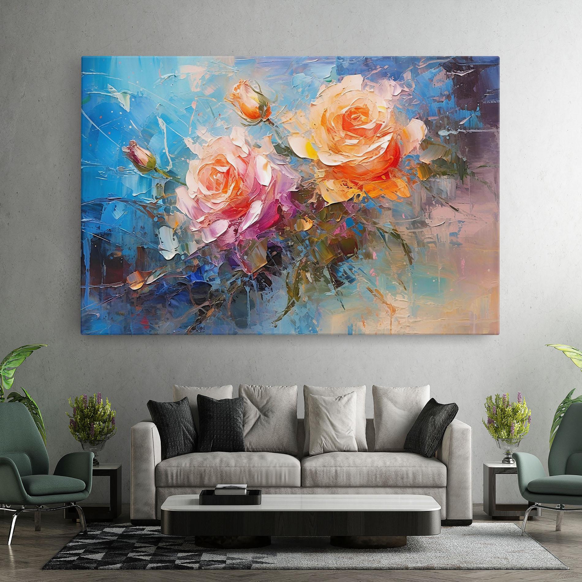 Картина на платно Light Orange Rose Painting mockup 7