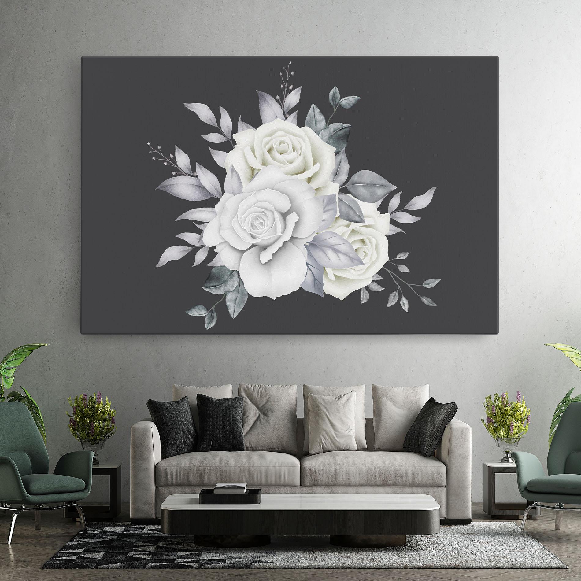 Картина на платно White Grey Rose mockup 7