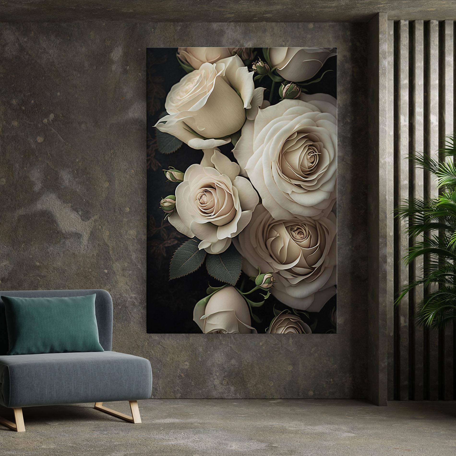 Картина на платно Cream Roses Close Up mockup 7