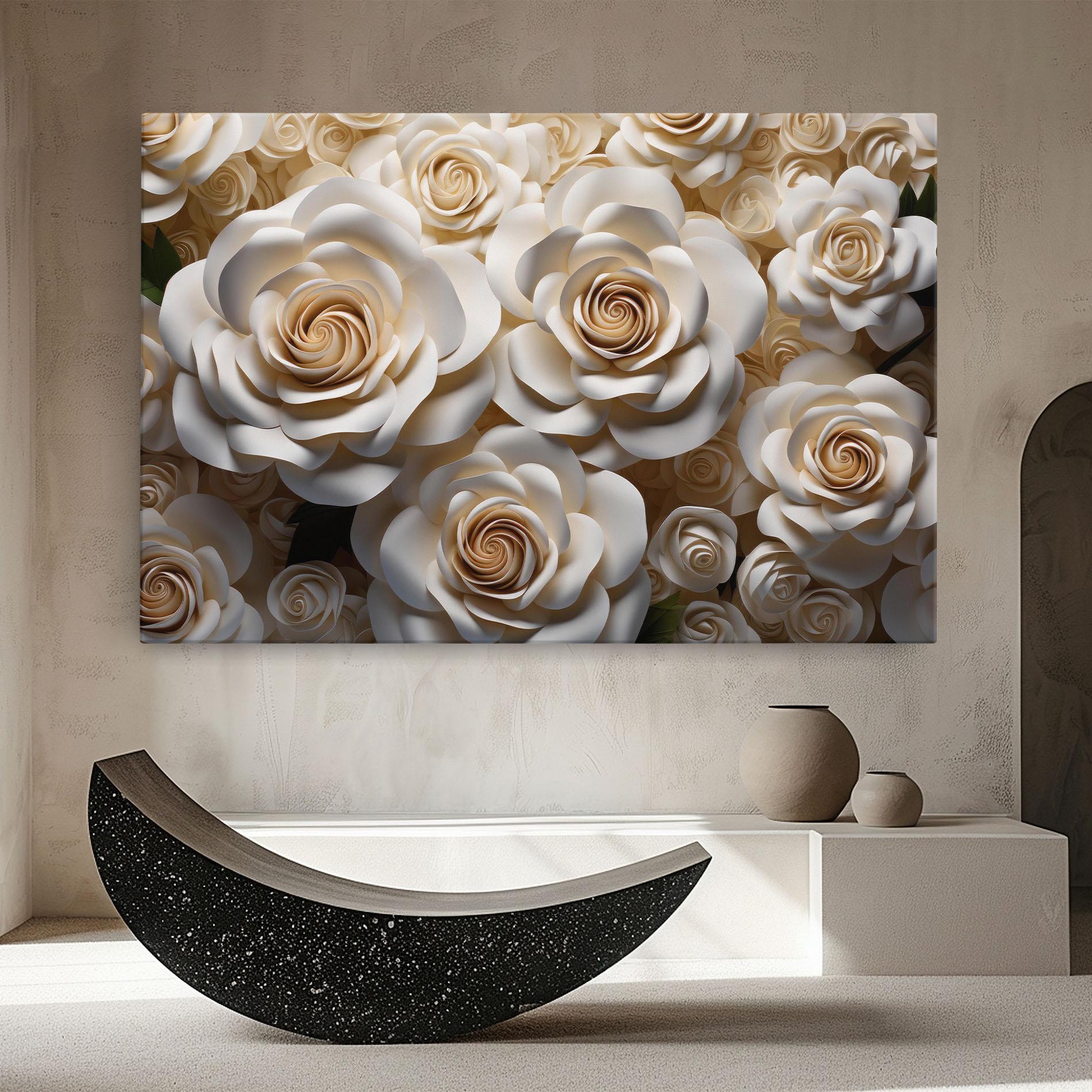 Картина на платно Cream Roses Wall mockup 8