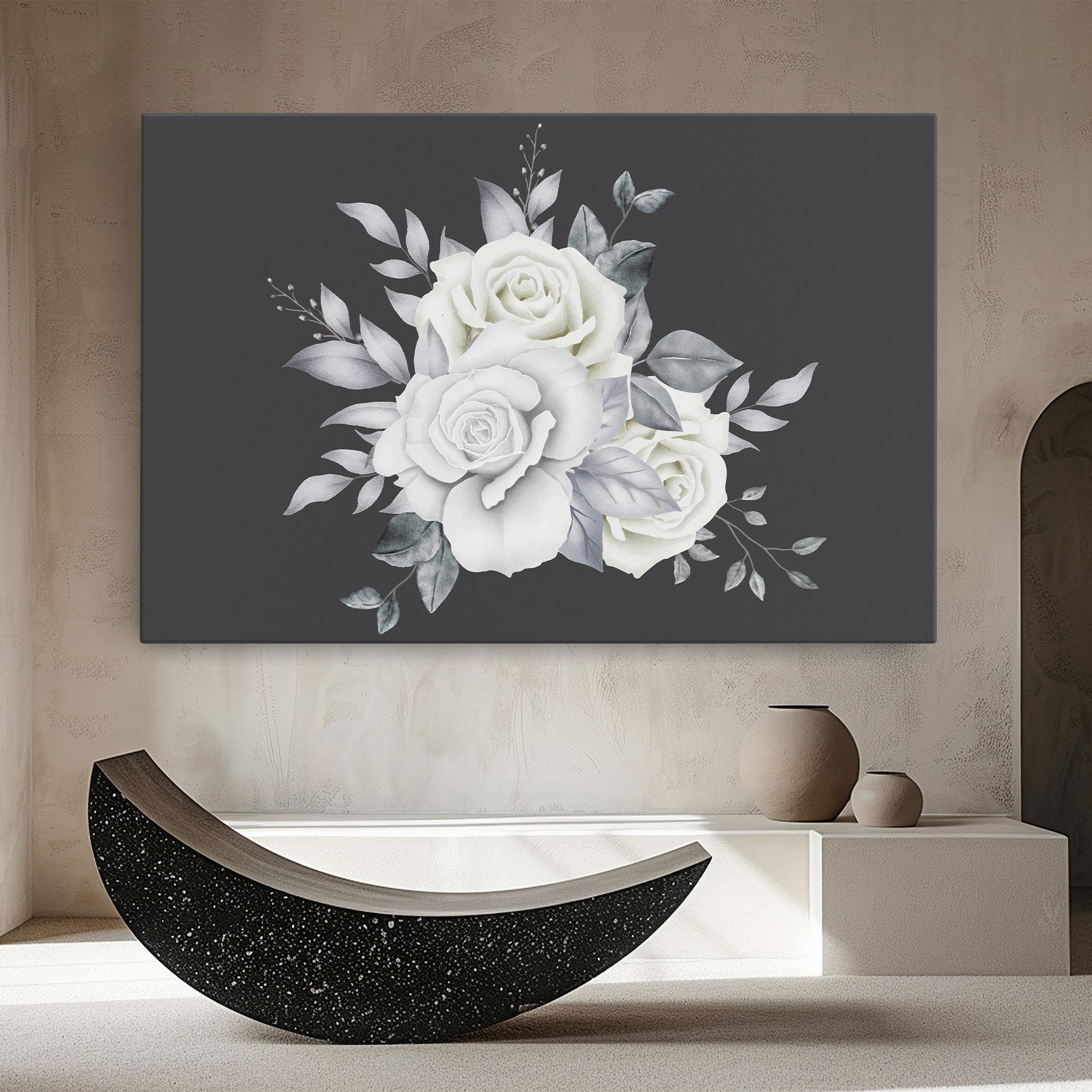 Картина на платно White Grey Rose mockup 8