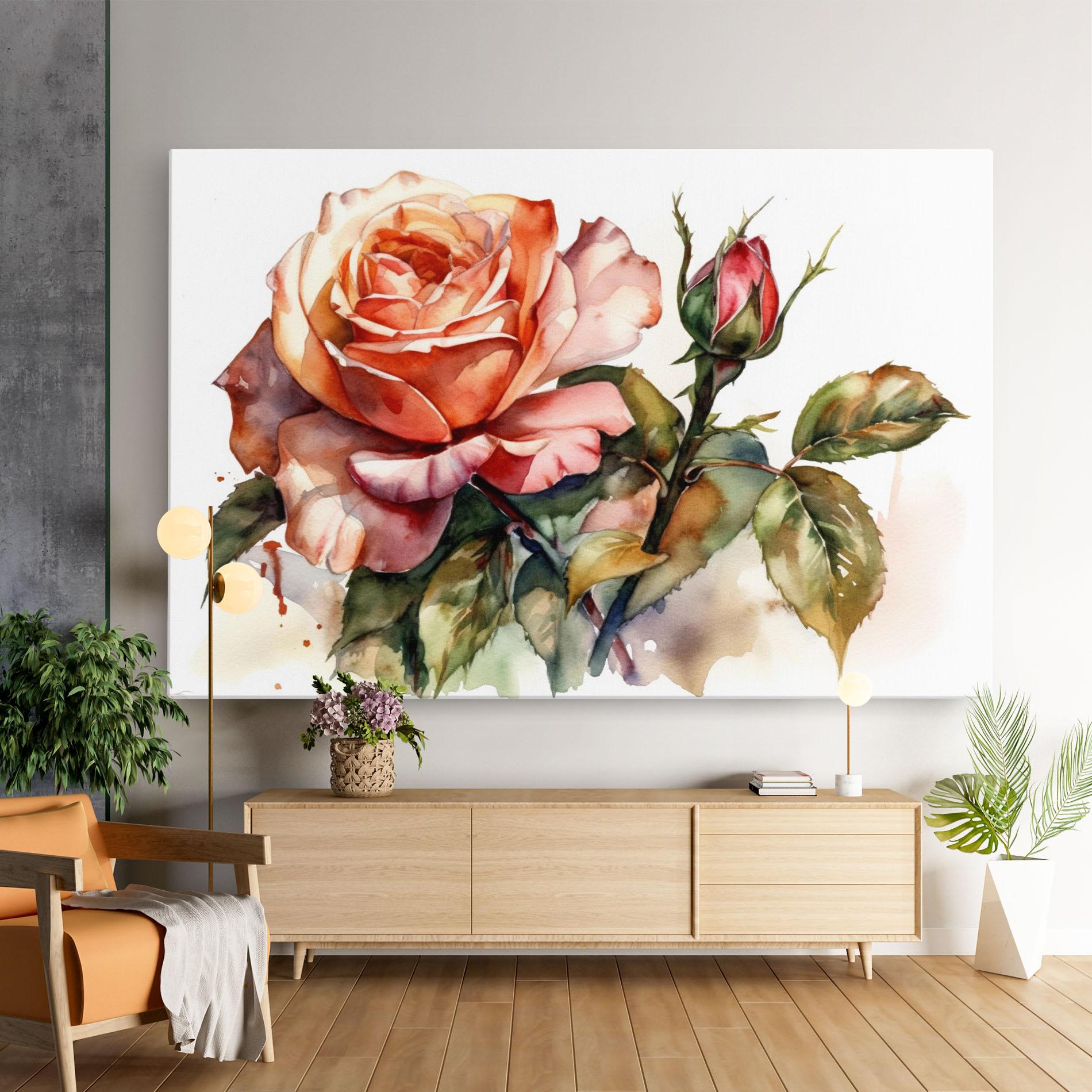 Картина на платно Big Rose Painted mockup 9