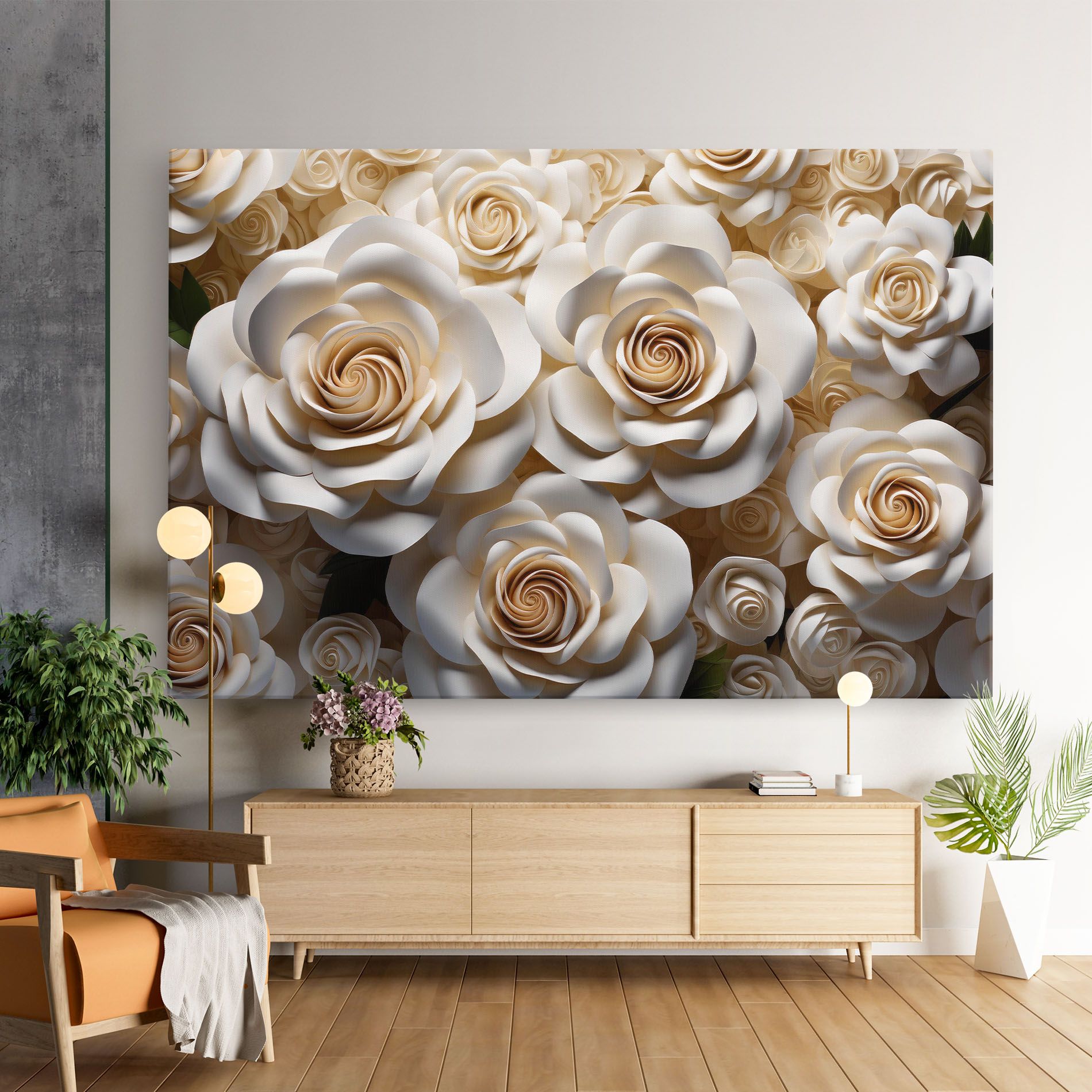 Cream Roses Wall mockup 9