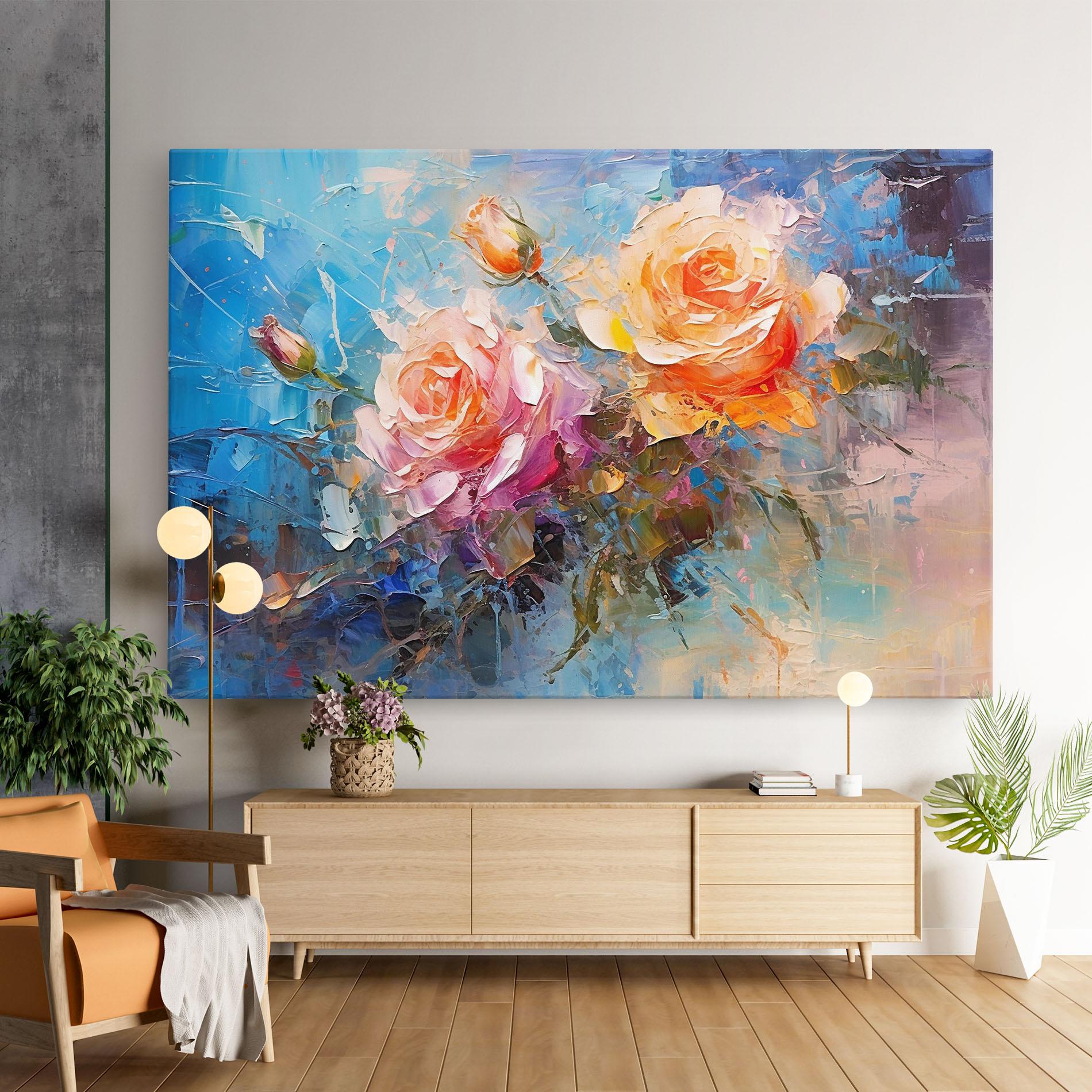 Картина на платно Light Orange Rose Painting mockup 9