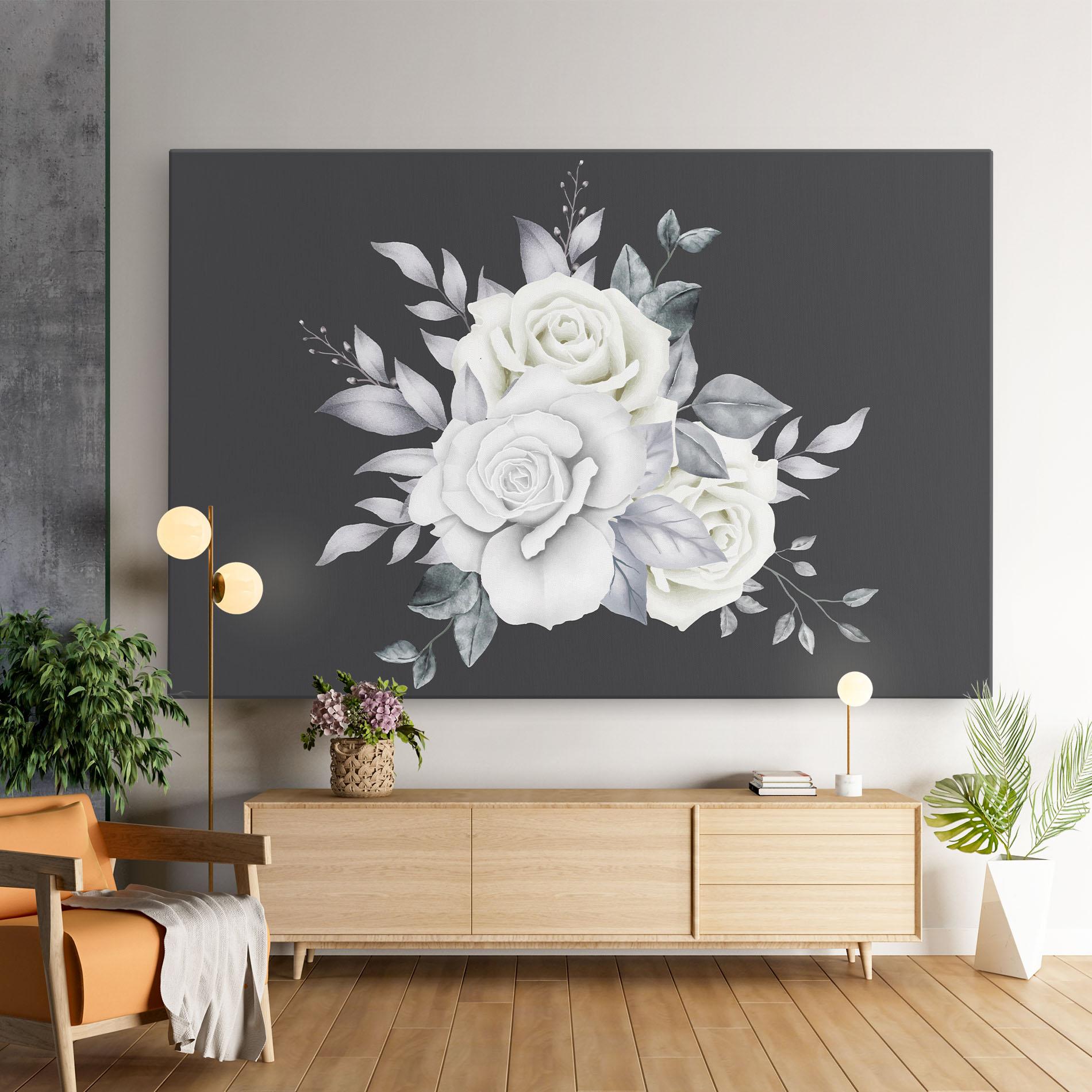 Картина на платно White Grey Rose mockup 9