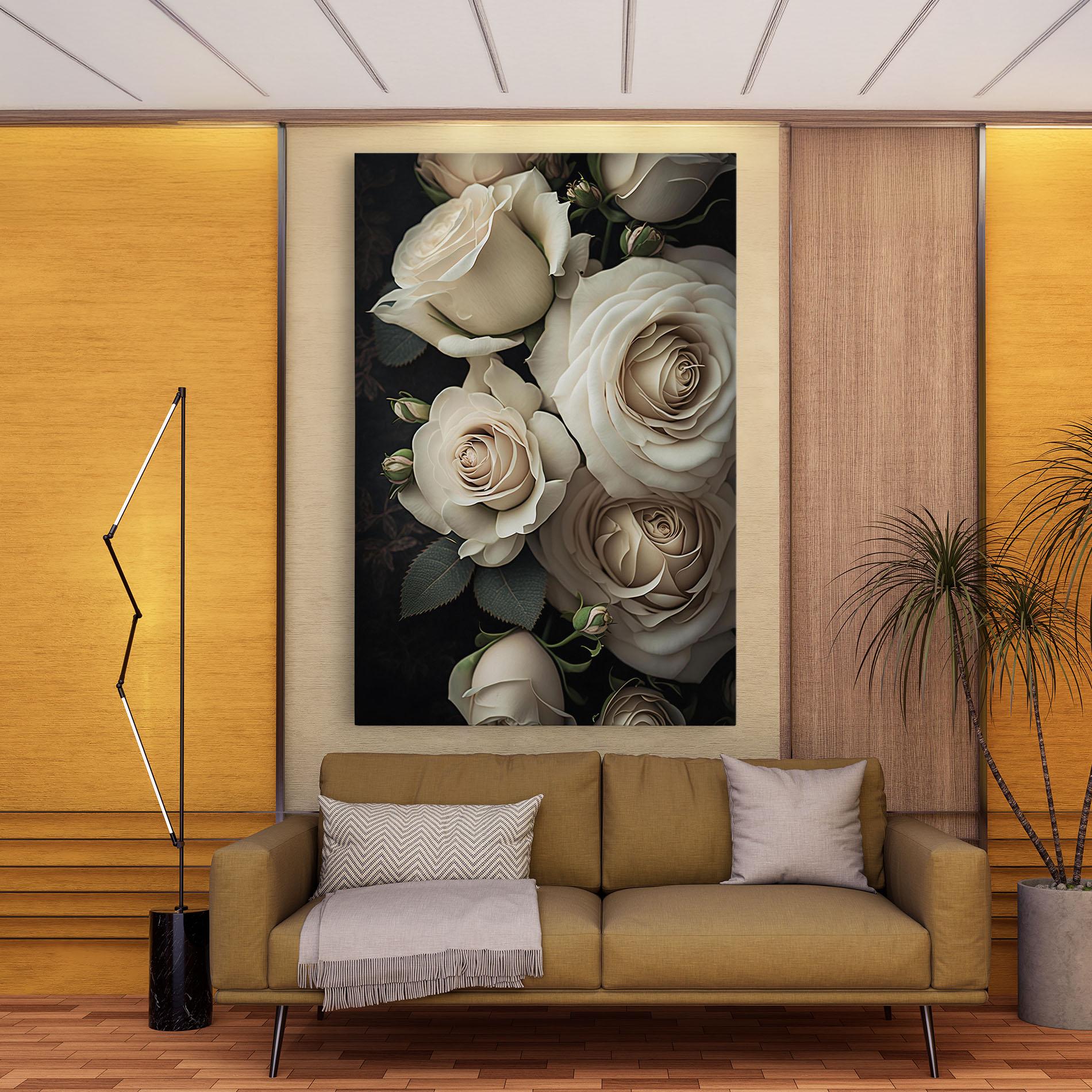 Картина на платно Cream Roses Close Up mockup 9