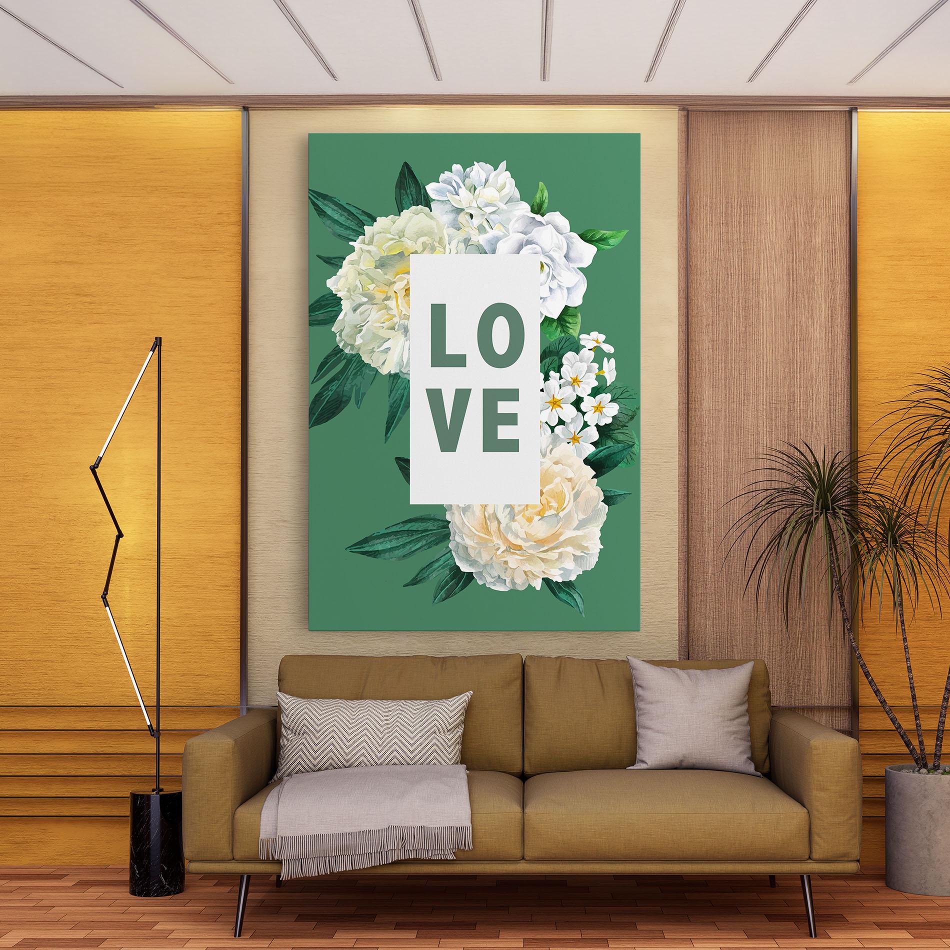 Картина на платно Love Green Rose mockup 9
