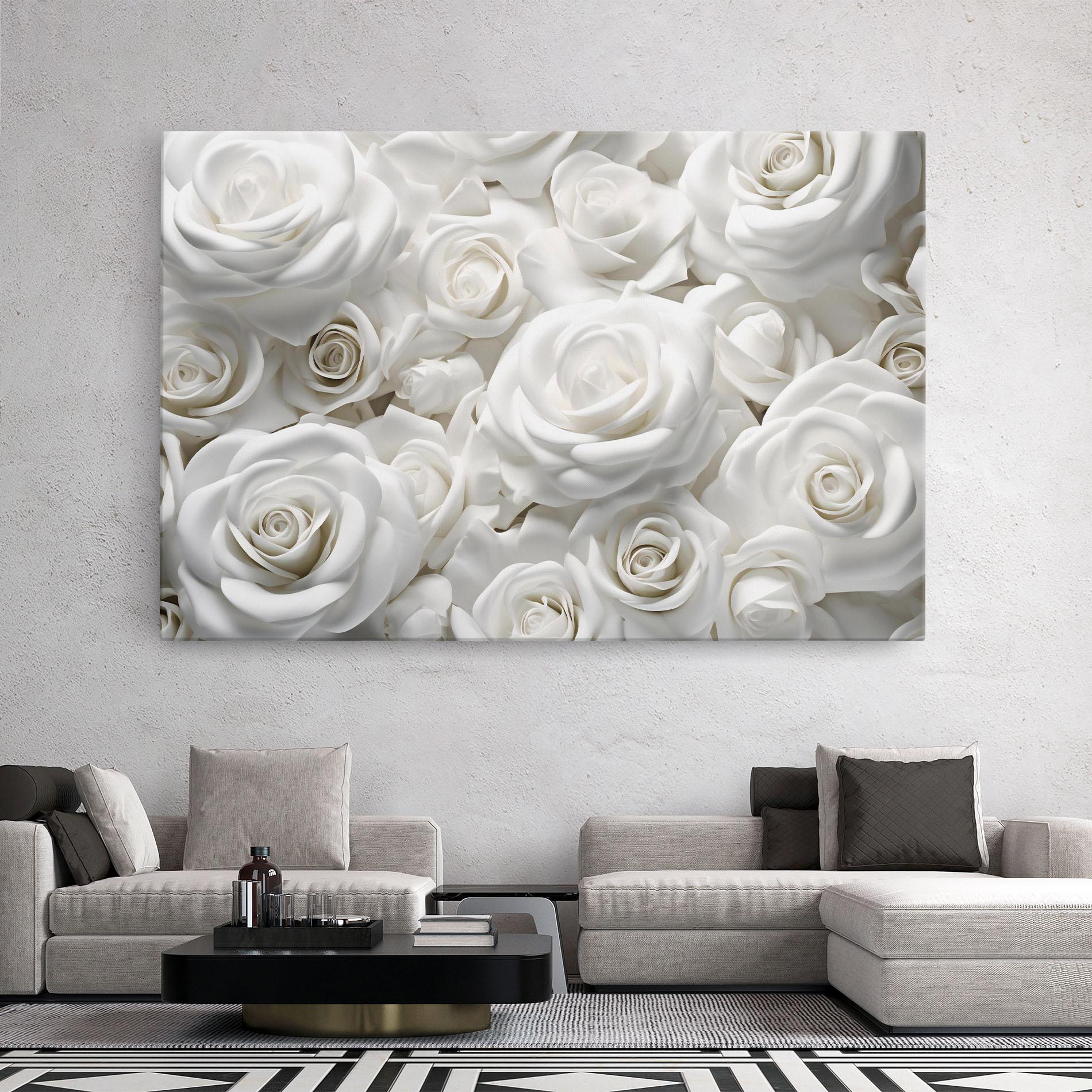 Картина на платно 3d White Roses mockup 2