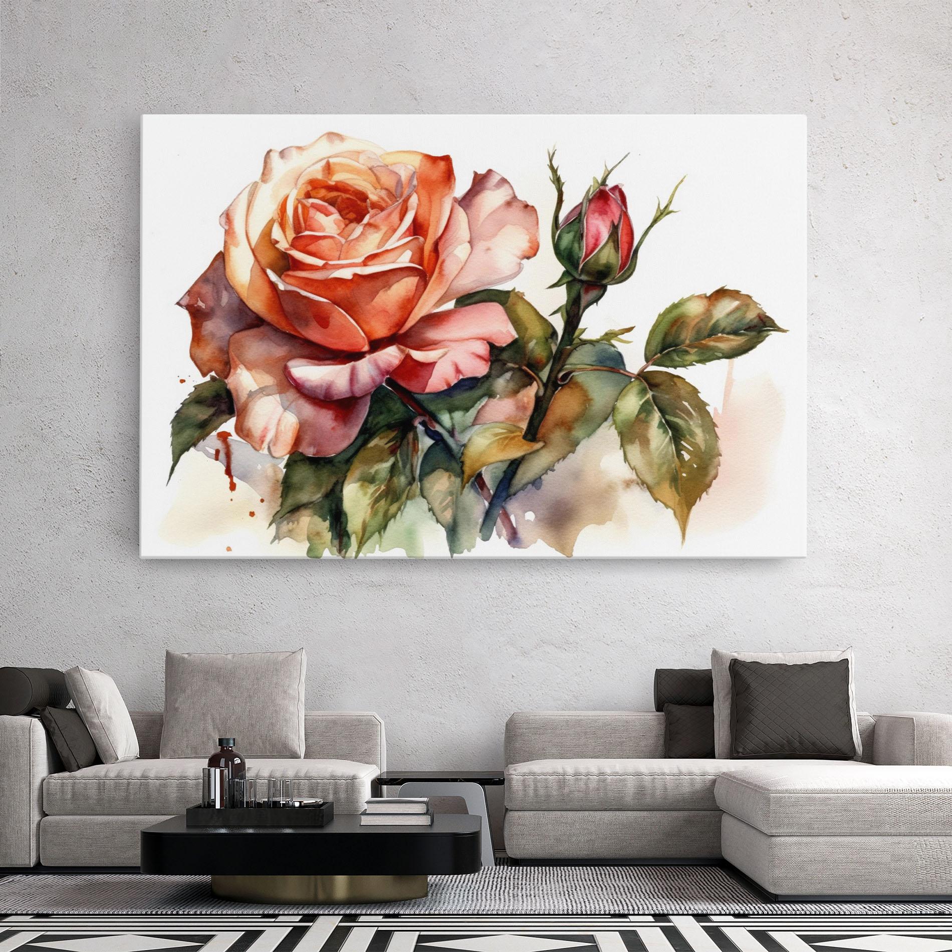 Картина на платно Big Rose Painted mockup 2