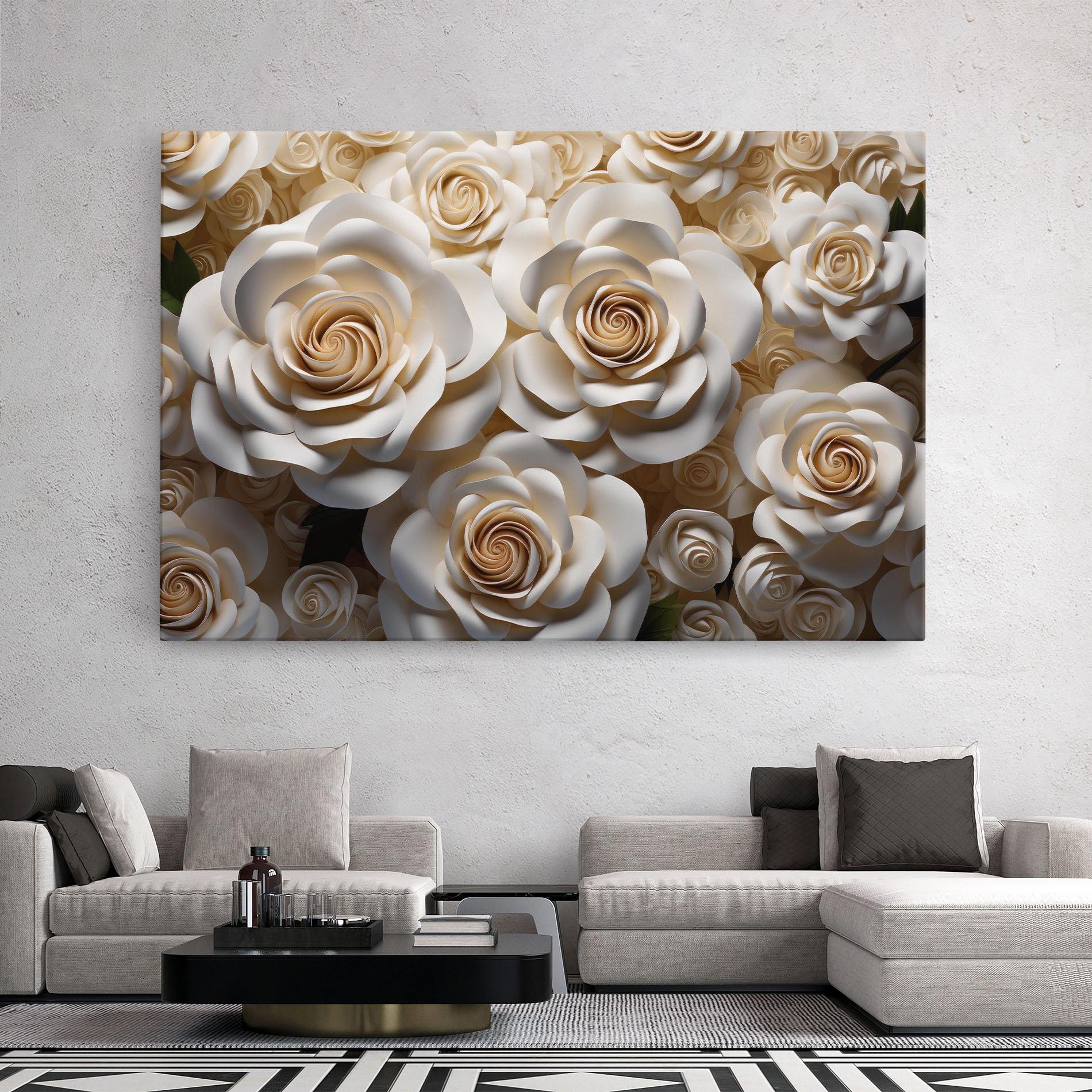 Картина на платно Cream Roses Wall mockup 2