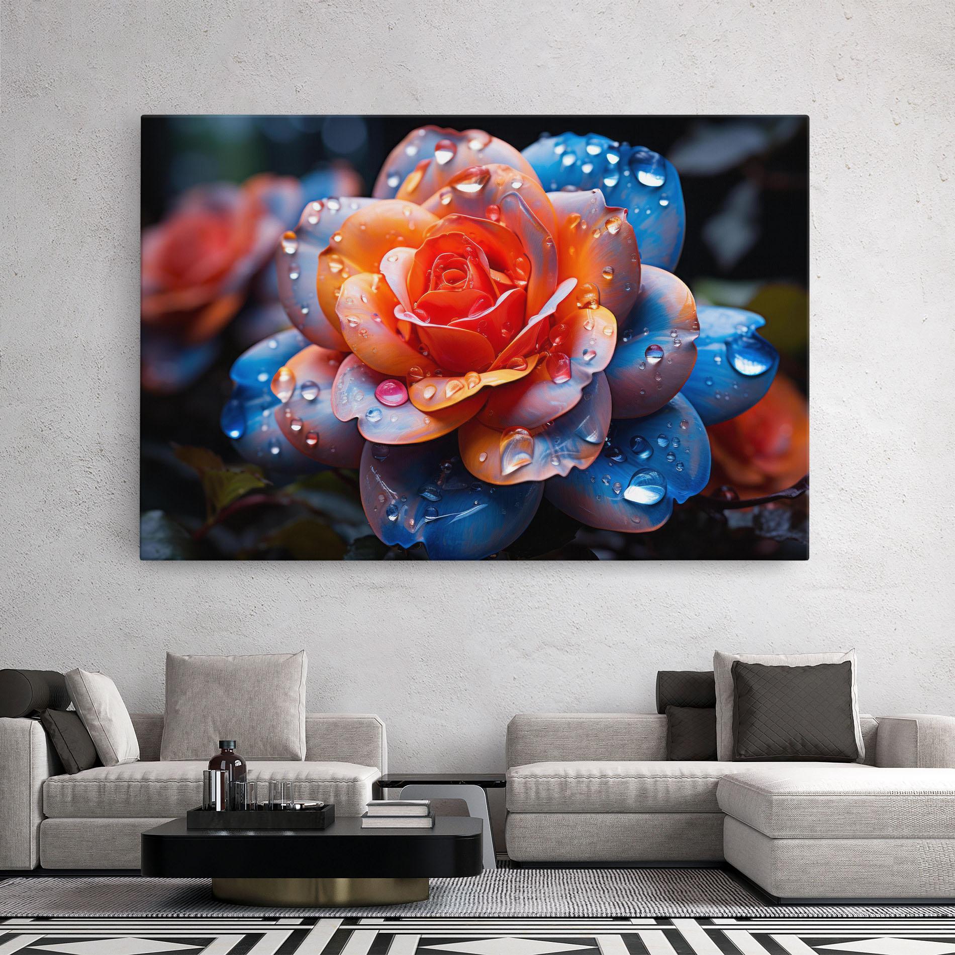 Картина на платно Orange Blue Rose mockup 2