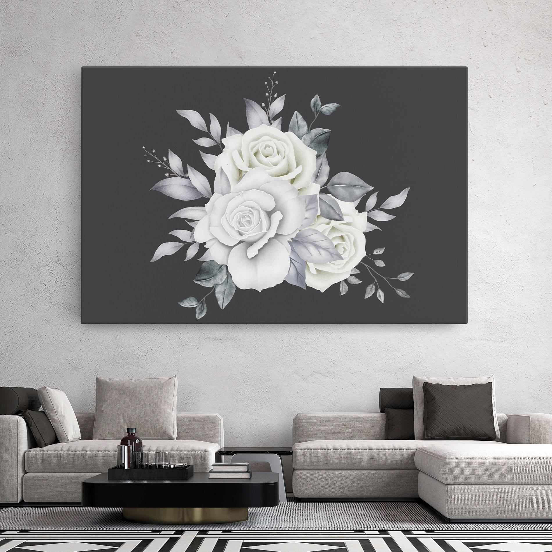 Картина на платно White Grey Rose mockup 2