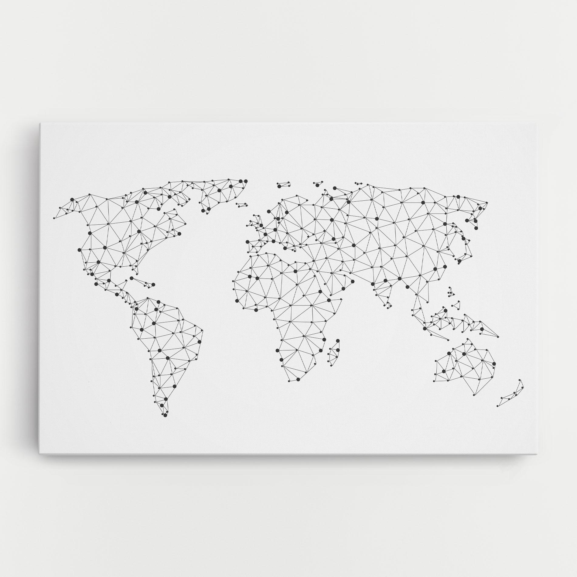 Картина на платно Black Map Line mockup 0