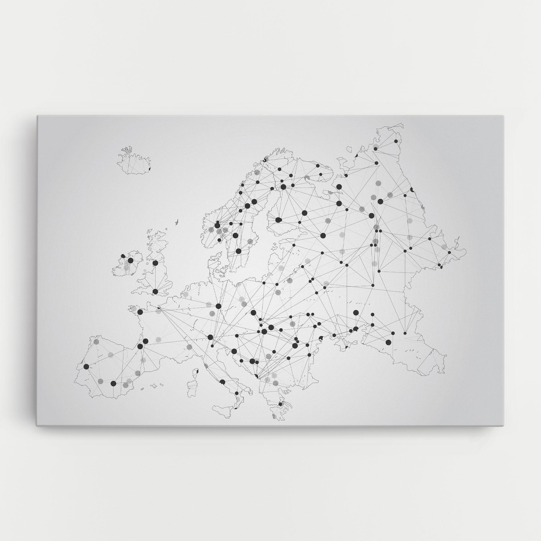 Картина на платно Europe Line Map mockup 0