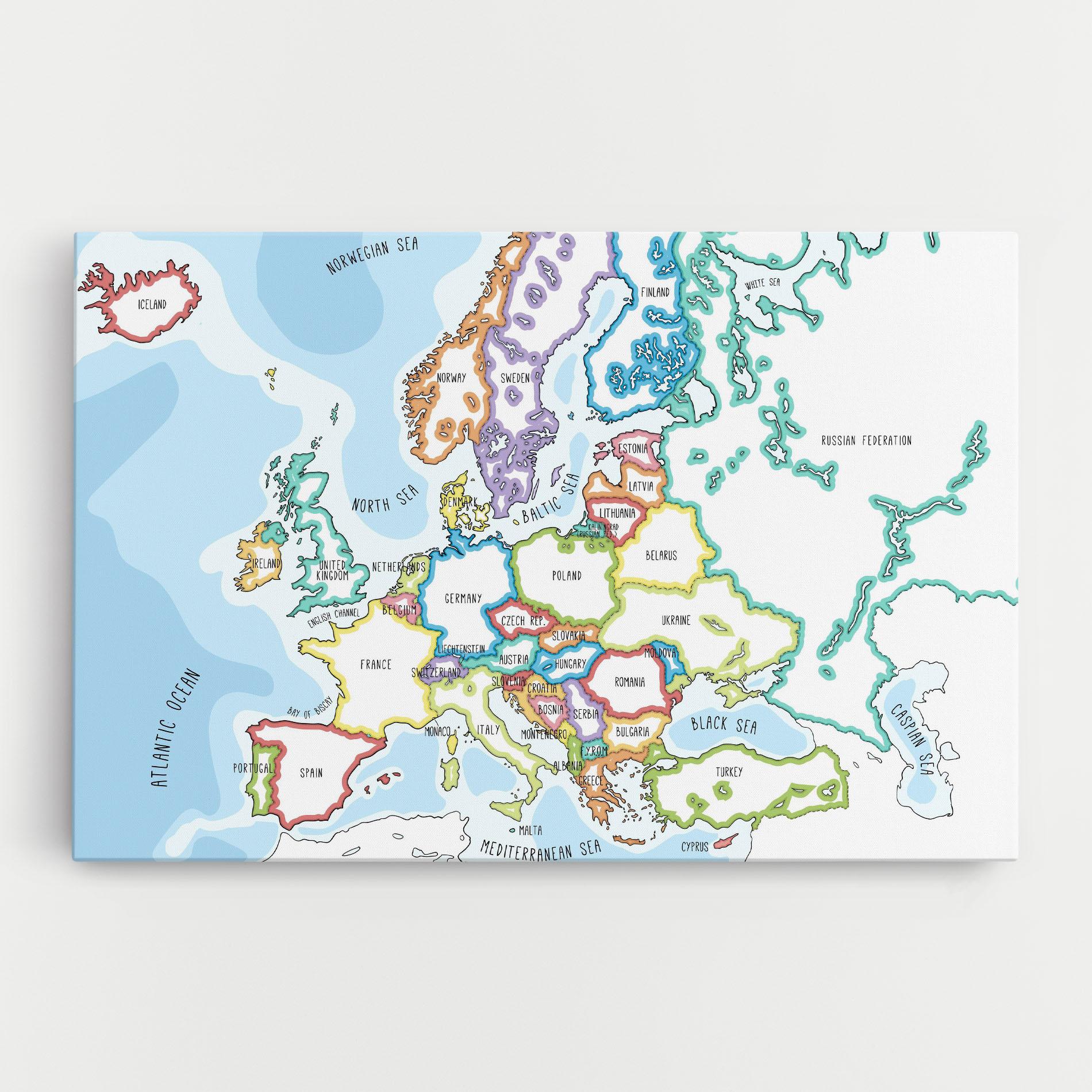 Картина на платно Europe Map mockup 0