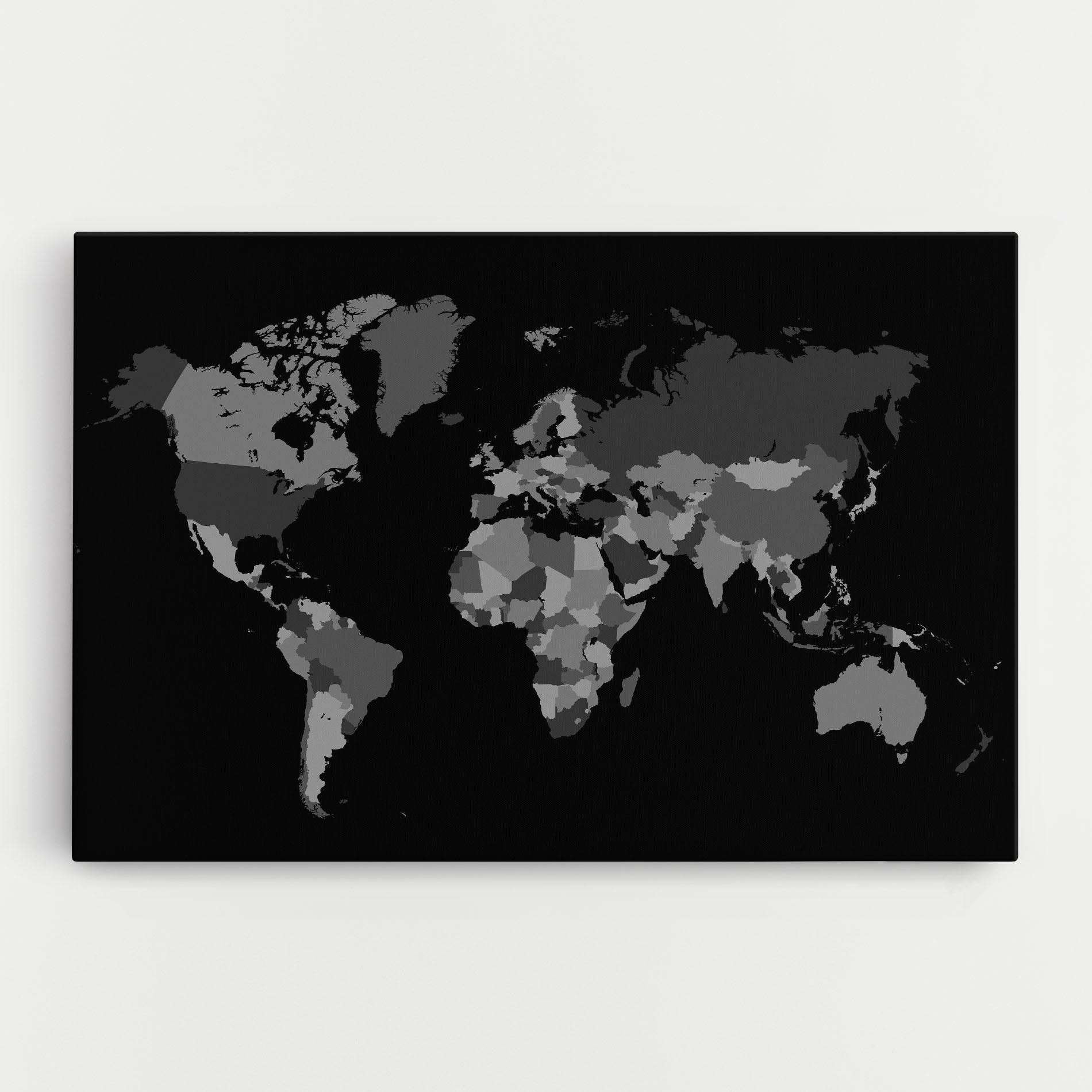 Картина на платно Grey Map World mockup 0