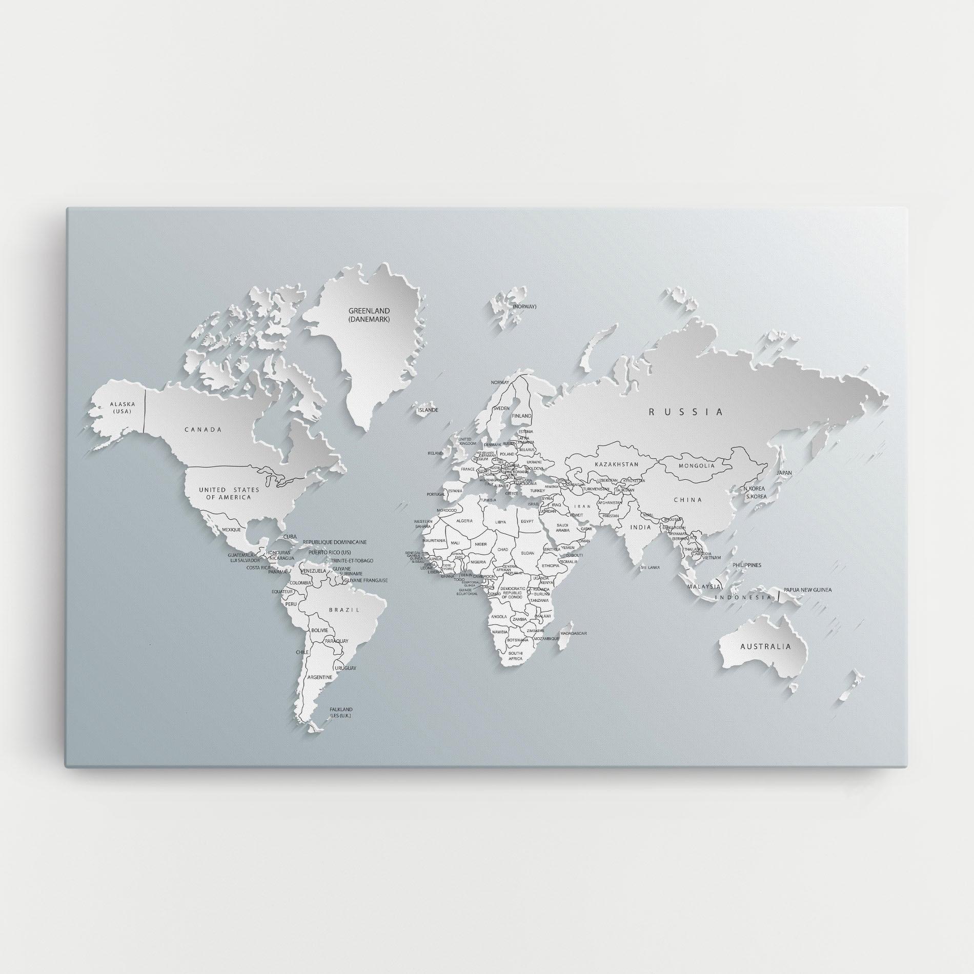 Картина на платно Grey White Map mockup 0